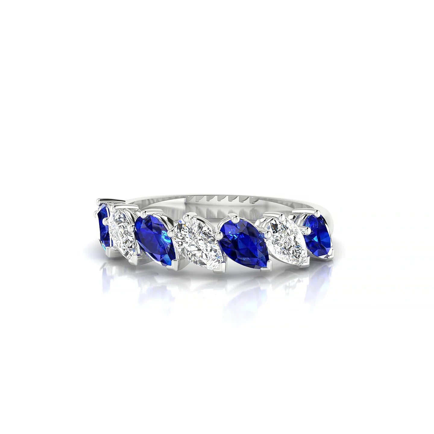 Rain | 18k White Gold 5 x 3 mm Pear Sapphire & Diamond Ring