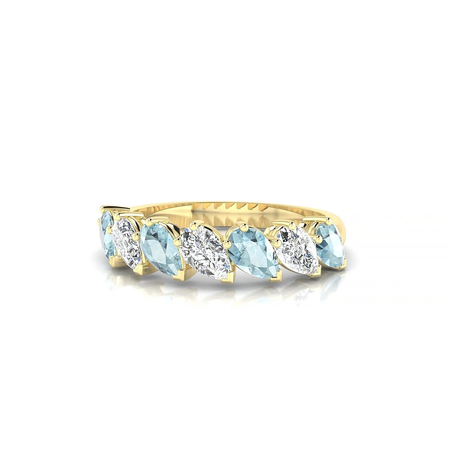 Rain | 18k Yellow Gold 5 x 3 mm Pear Aquamarine & Diamond Ring