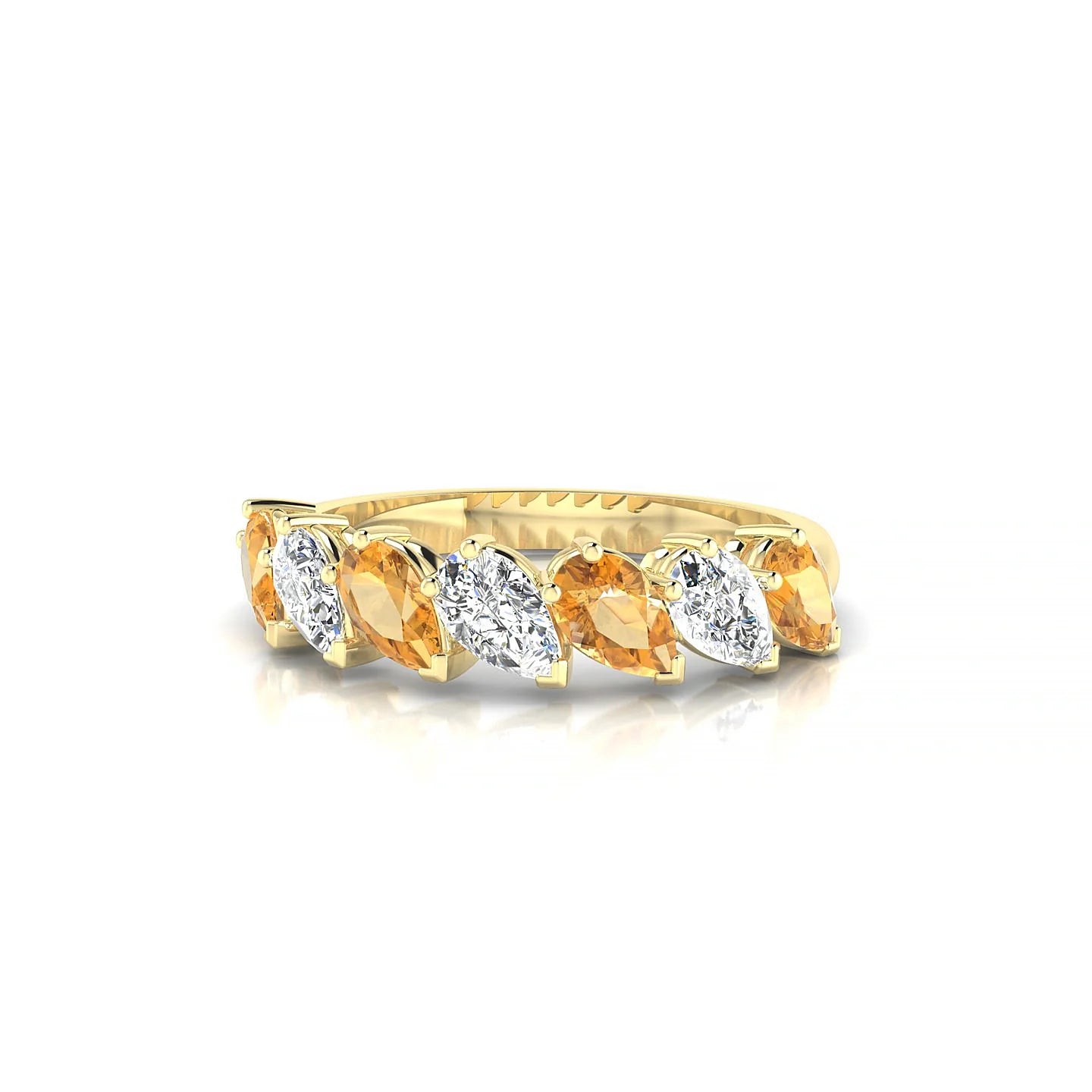 Rain | 18k Yellow Gold 5 x 3 mm Pear Citrine & Diamond Ring