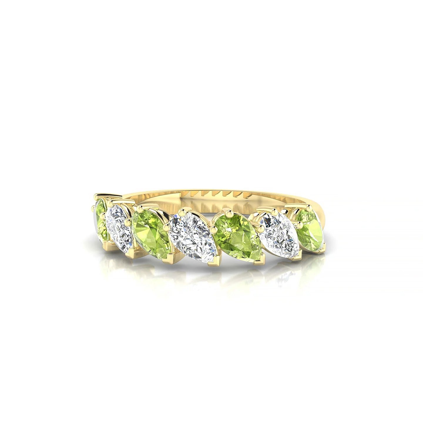 Rain | 18k Yellow Gold 5 x 3 mm Pear Peridot & Diamond Ring