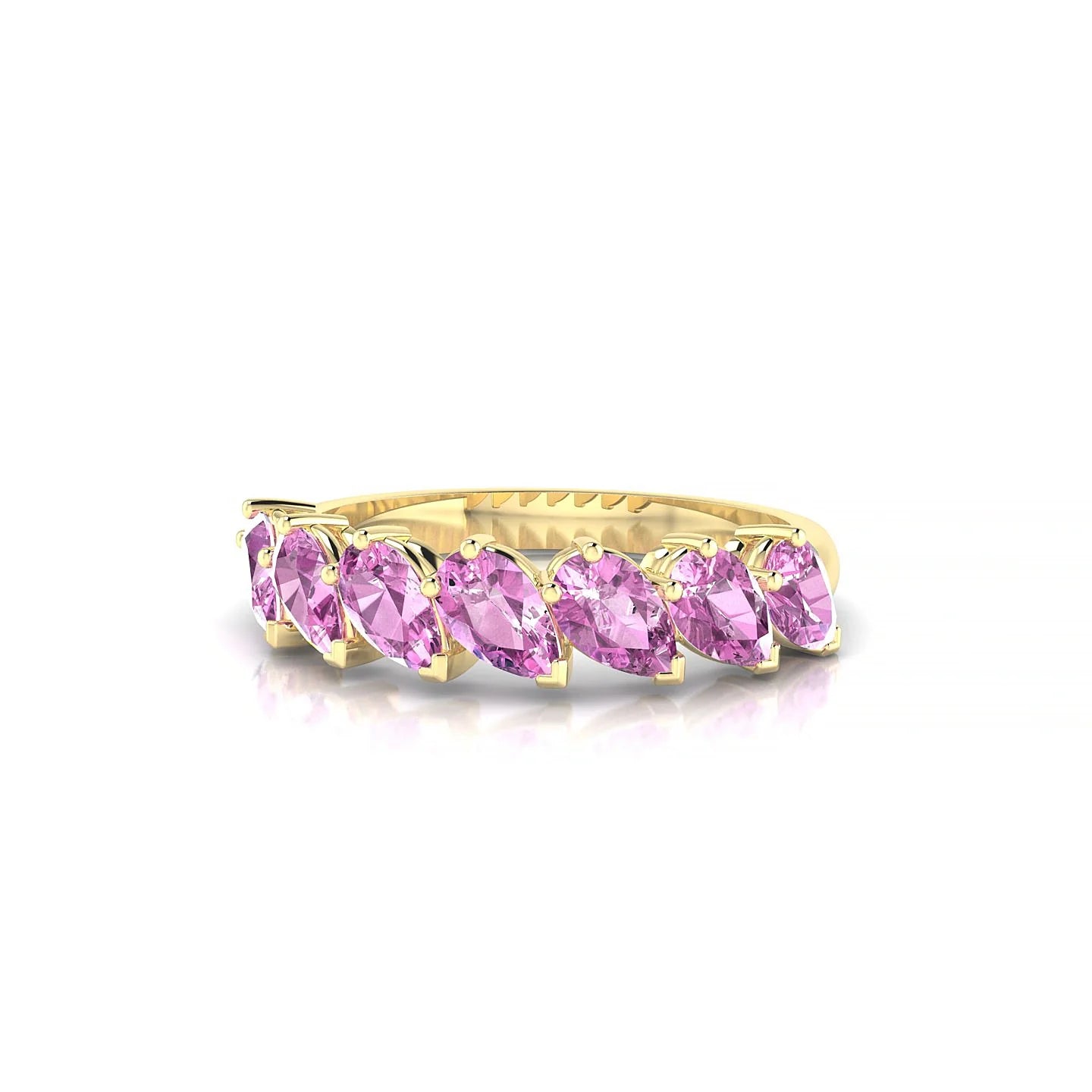 Rain | 18k Yellow Gold 5 x 3 mm Pear Pink Sapphire Ring