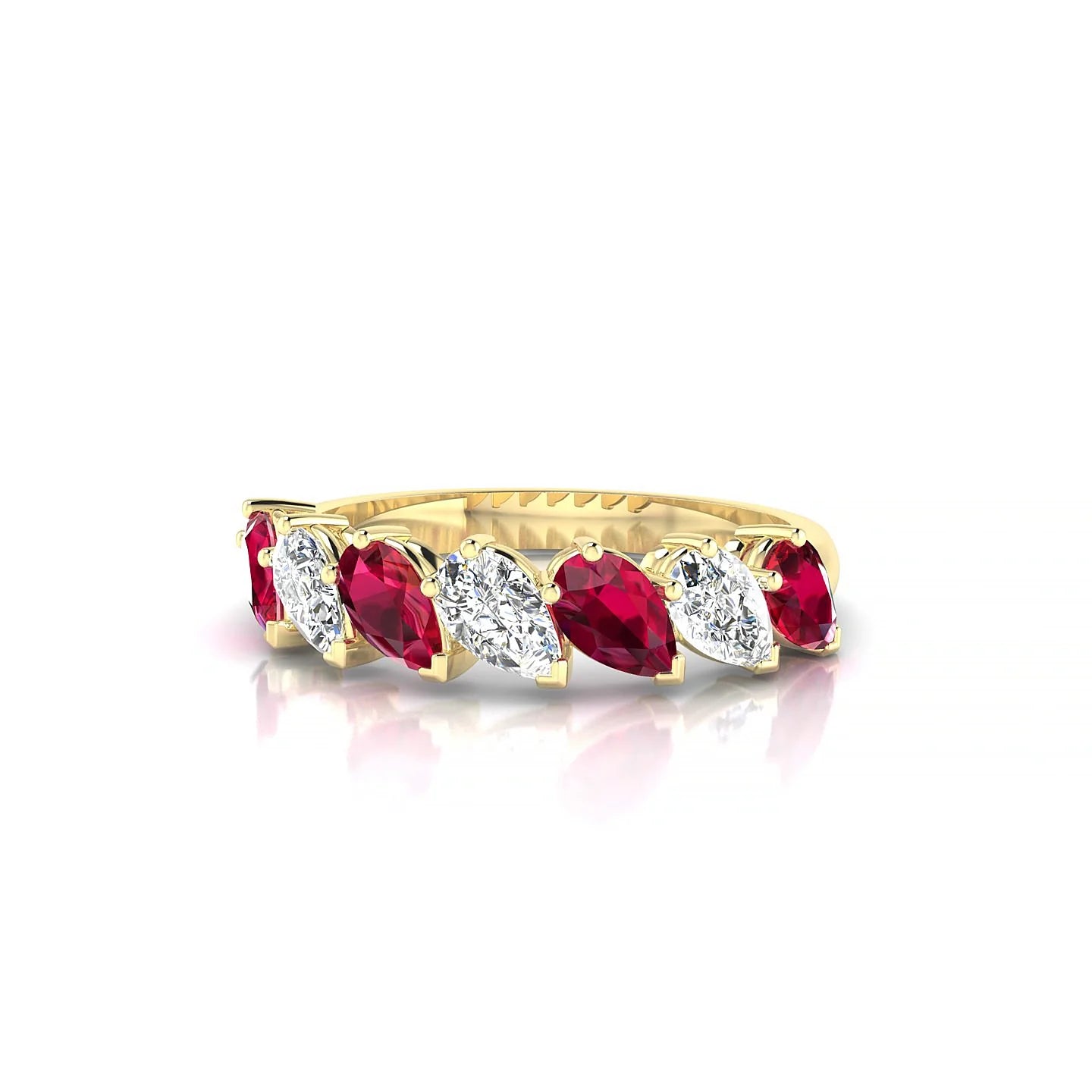 Rain | 18k Yellow Gold 5 x 3 mm Pear Ruby & Diamond Ring