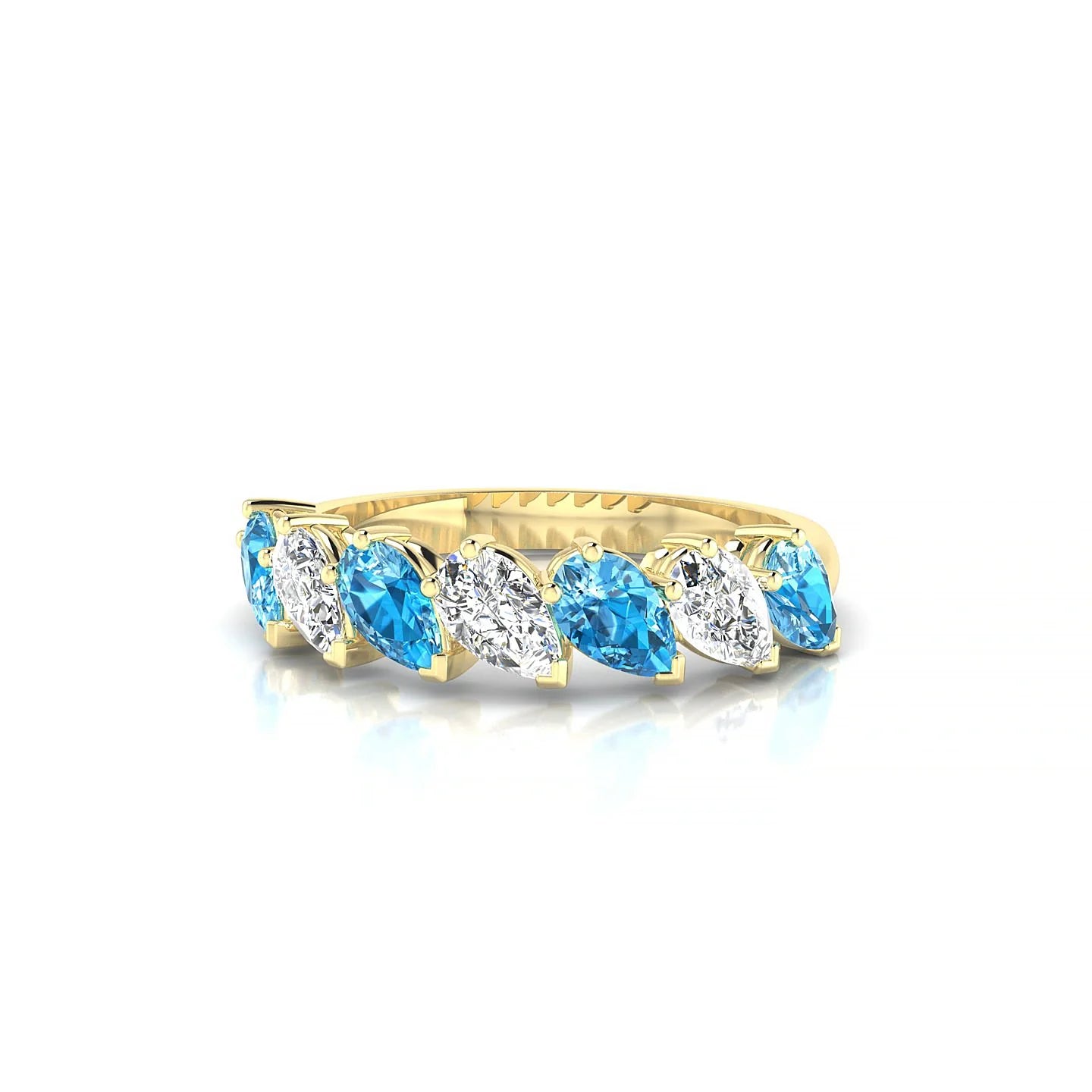 Rain | 18k Yellow Gold 5 x 3 mm Pear Topaz & Diamond Ring