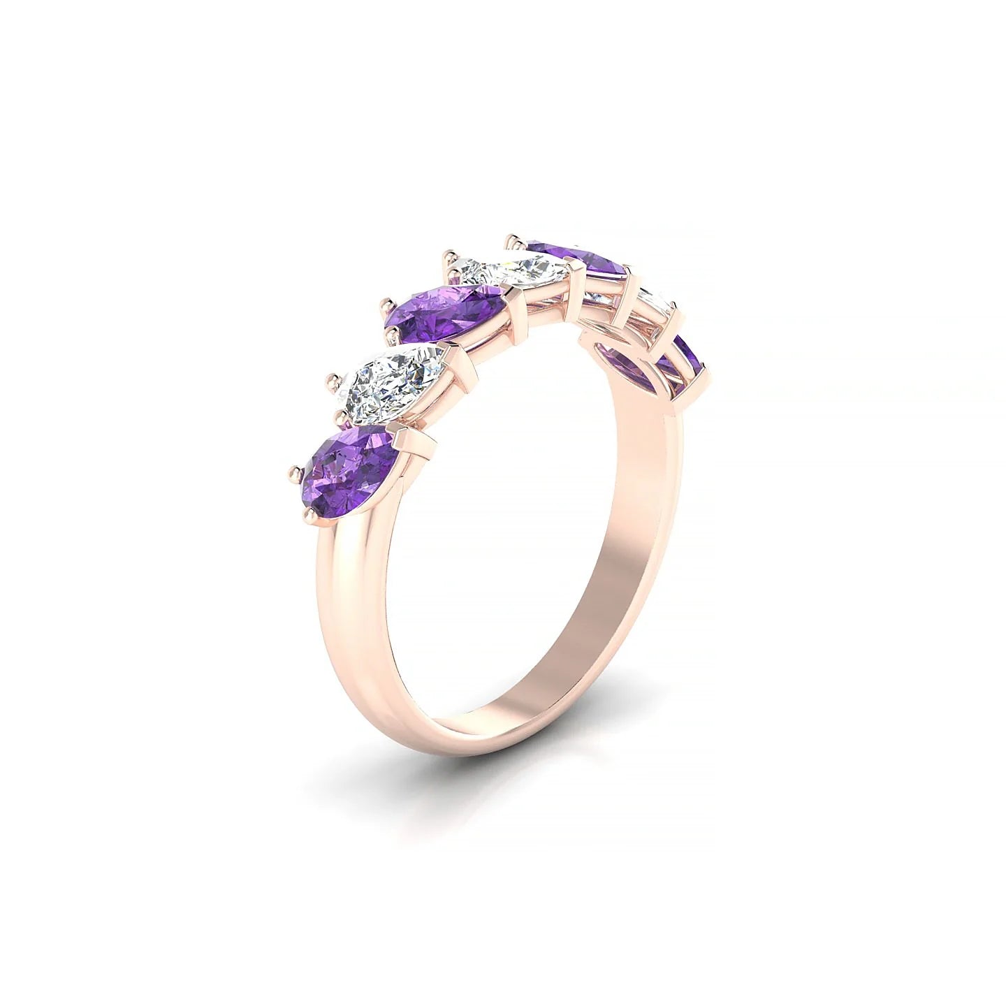 Rain | 18k Rose Gold 5 x 3 mm Pear Amethyst & Diamond Ring