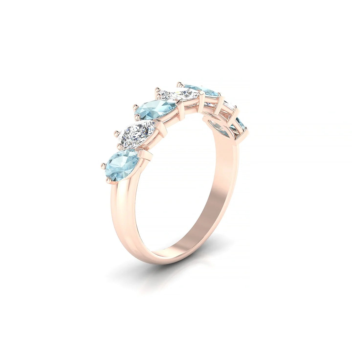 Rain | 18k Rose Gold 5 x 3 mm Pear Aquamarine & Diamond Ring