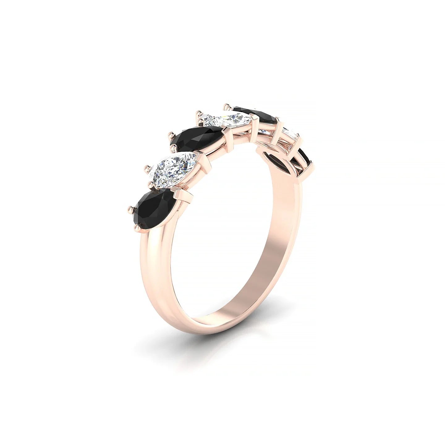 Rain | 18k Rose Gold 5 x 3 mm Pear Black Diamond & Diamond Ring