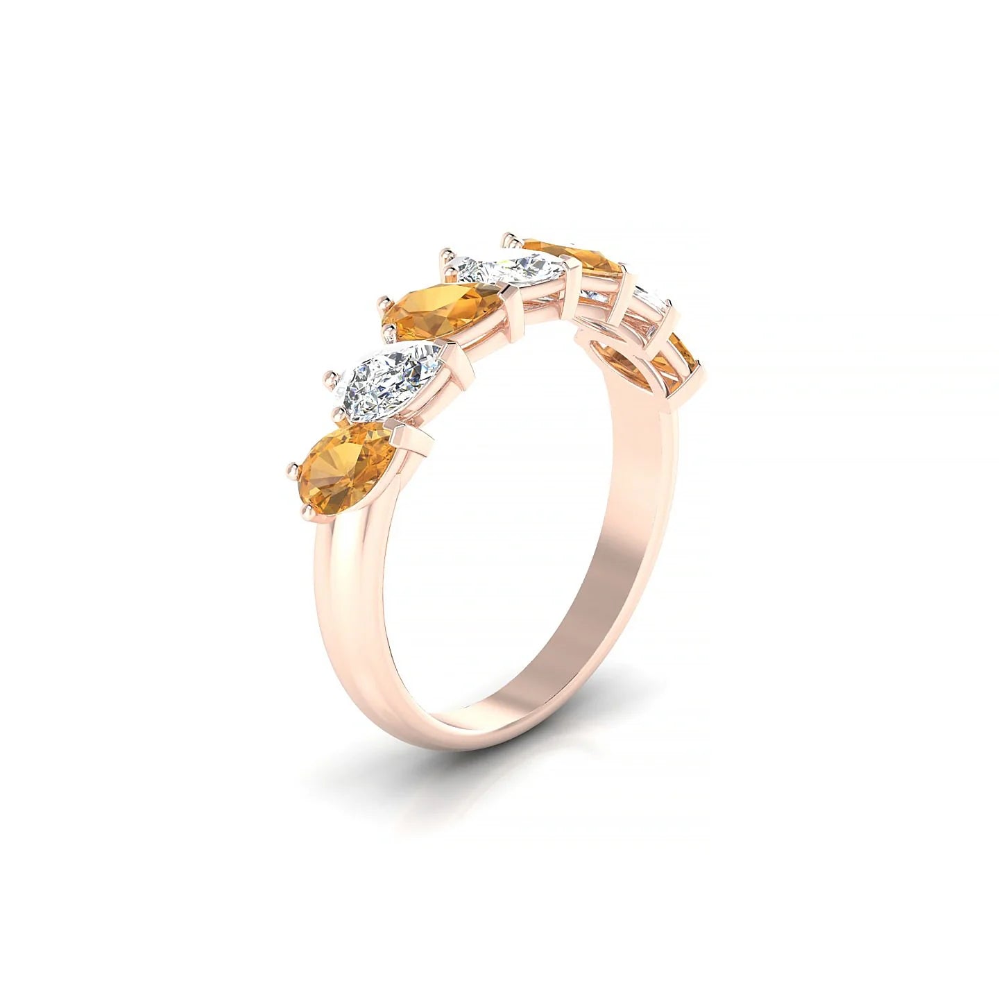 Rain | 18k Rose Gold 5 x 3 mm Pear Citrine & Diamond Ring