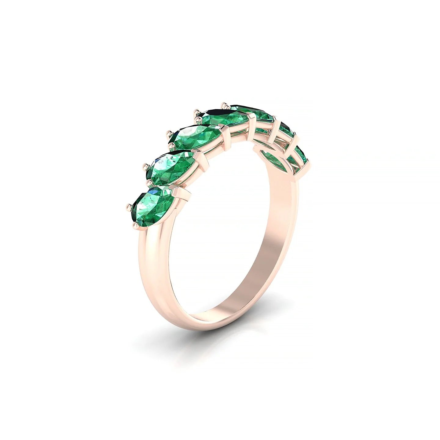 Rain | 18k Rose Gold 5 x 3 mm Pear Emerald Ring