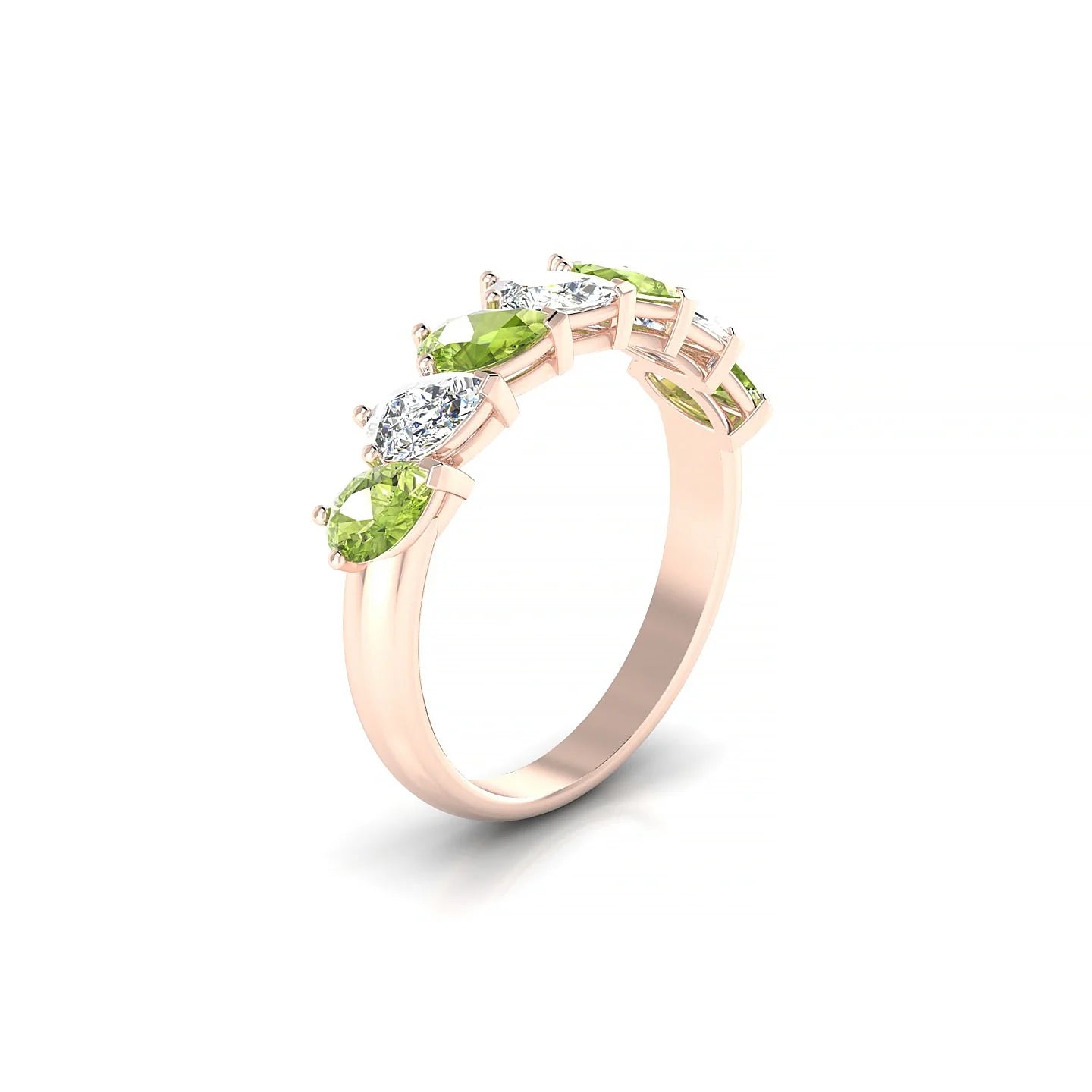Rain | 18k Rose Gold 5 x 3 mm Pear Peridot & Diamond Ring
