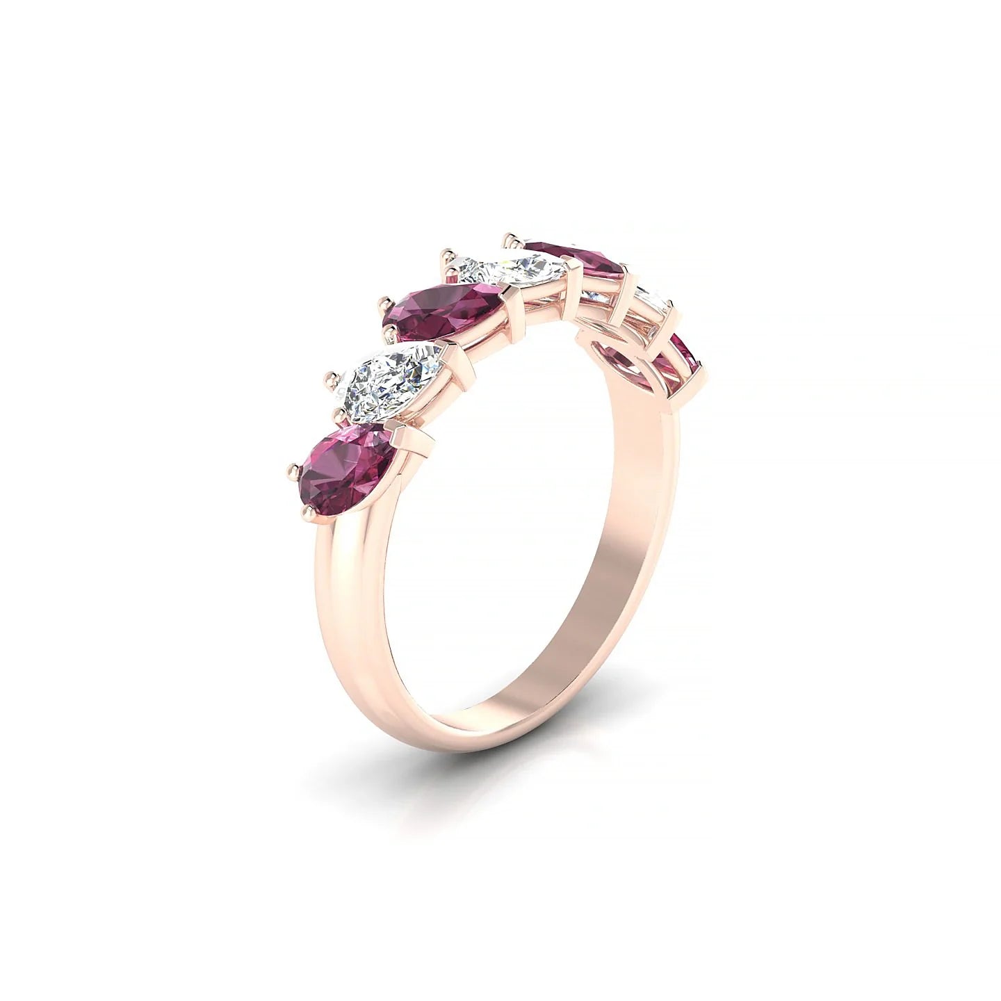 Rain | 18k Rose Gold 5 x 3 mm Pear Rhodolite & Diamond Ring