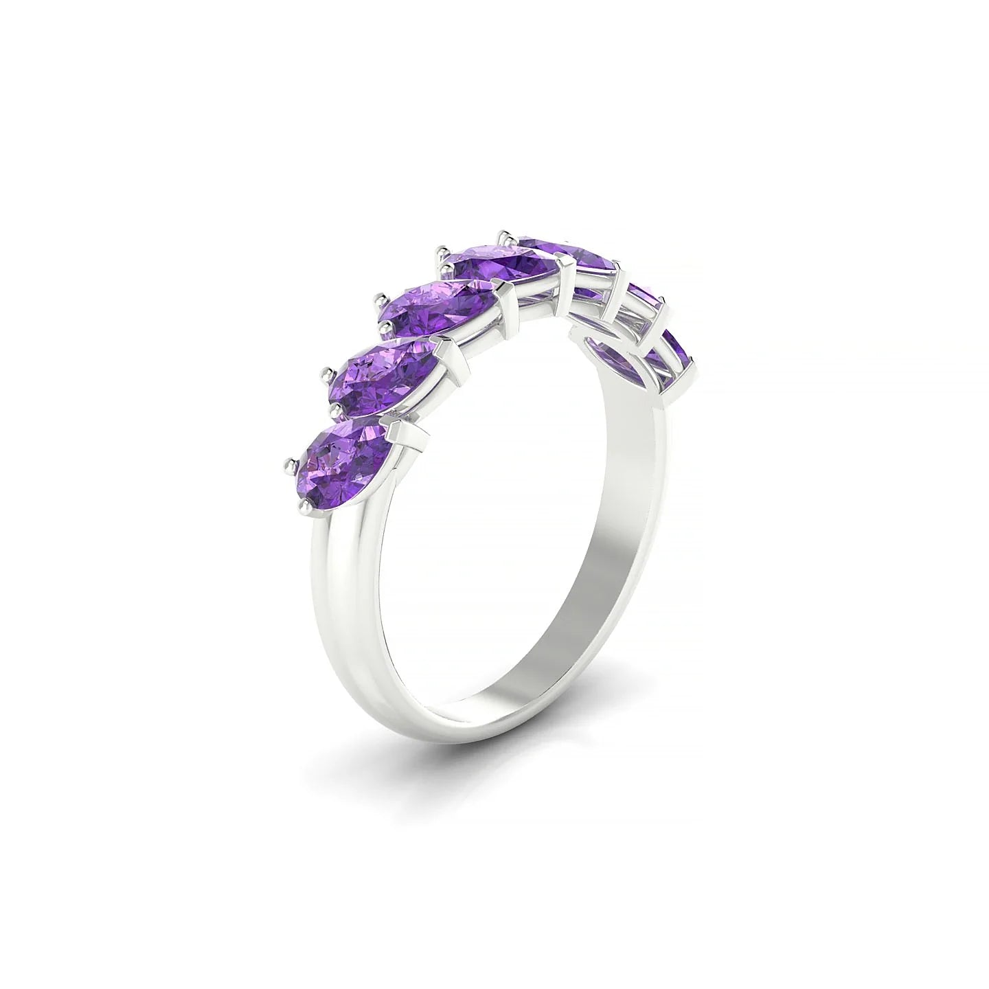 Rain | 18k White Gold 5 x 3 mm Pear Amethyst Ring