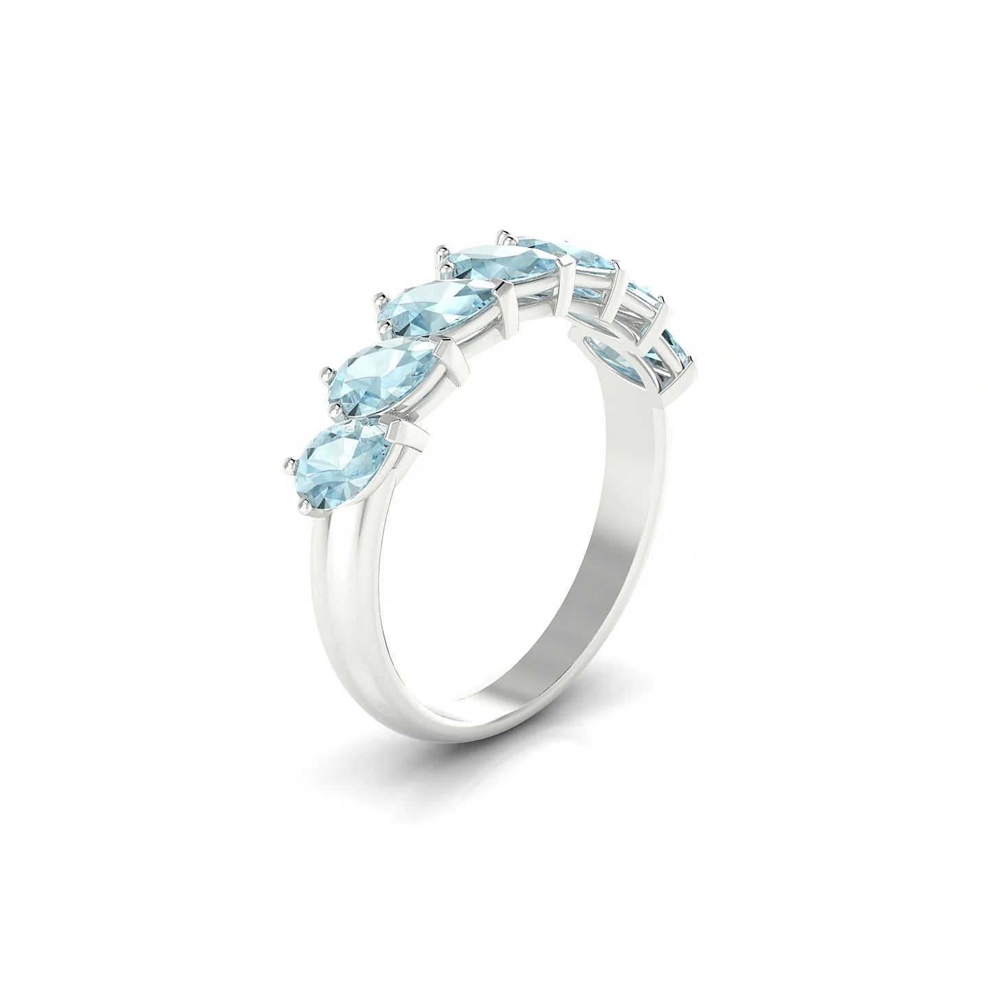Rain | 18k White Gold 5 x 3 mm Pear Aquamarine Ring