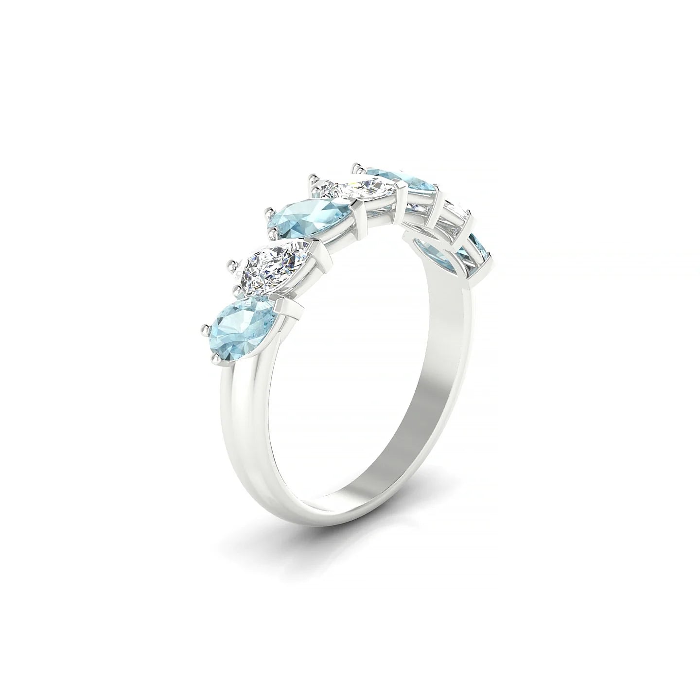 Rain | 18k White Gold 5 x 3 mm Pear Aquamarine & Diamond Ring