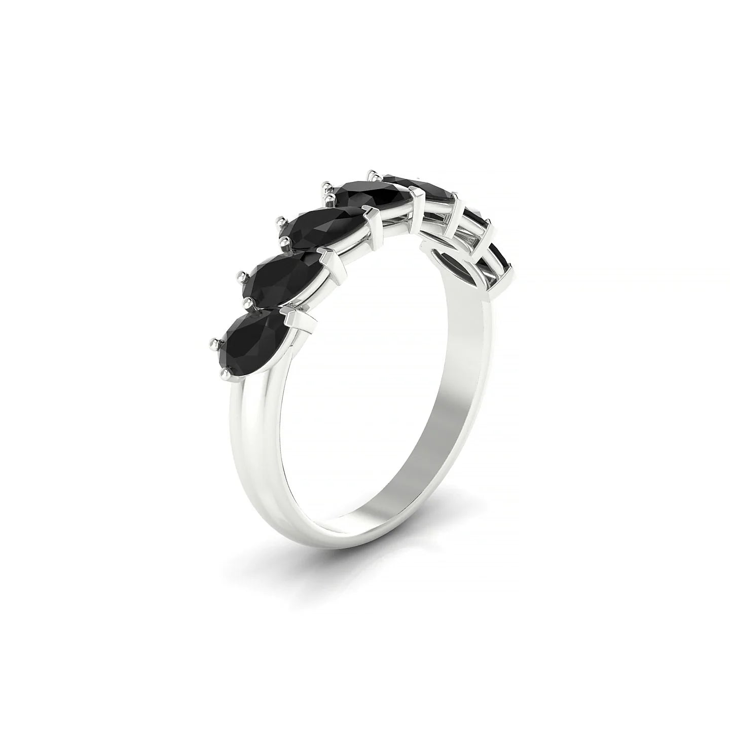 Rain | 18k White Gold 5 x 3 mm Pear Black Diamond Ring