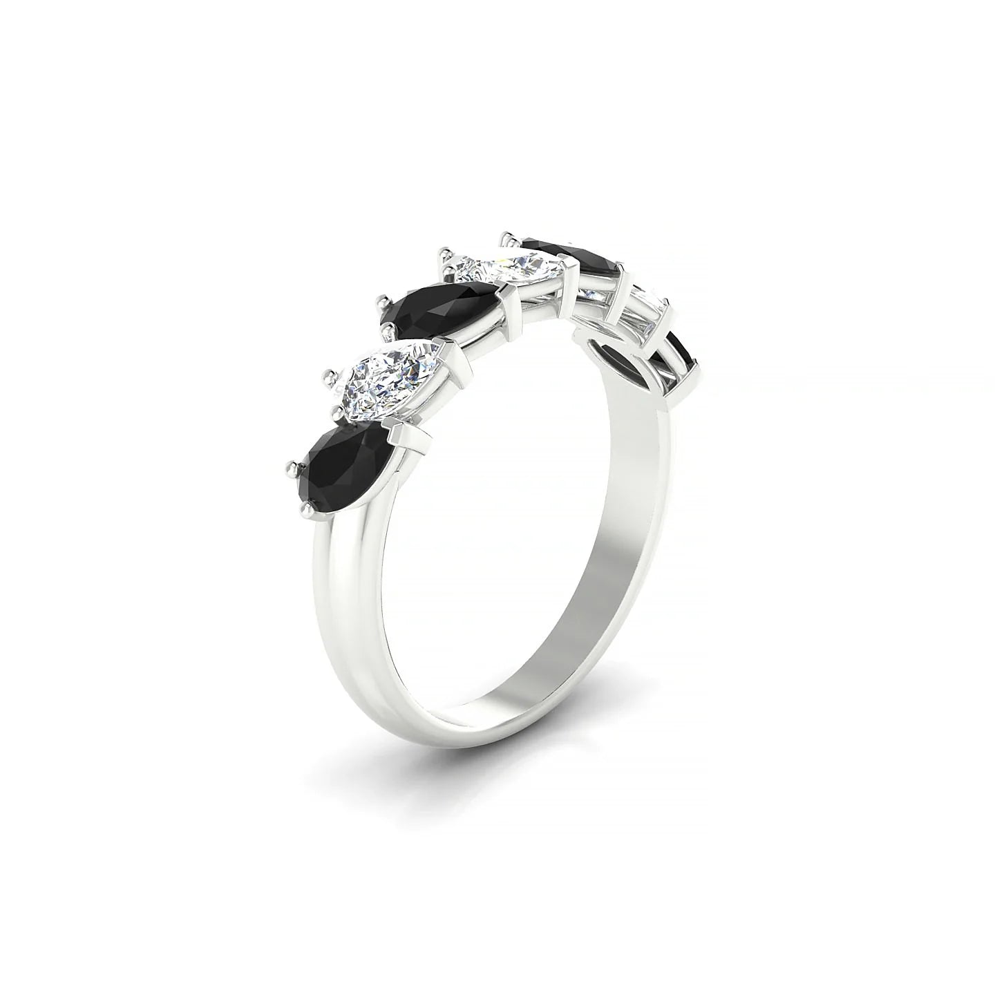 Rain | 18k White Gold 5 x 3 mm Pear Black Diamond & Diamond Ring