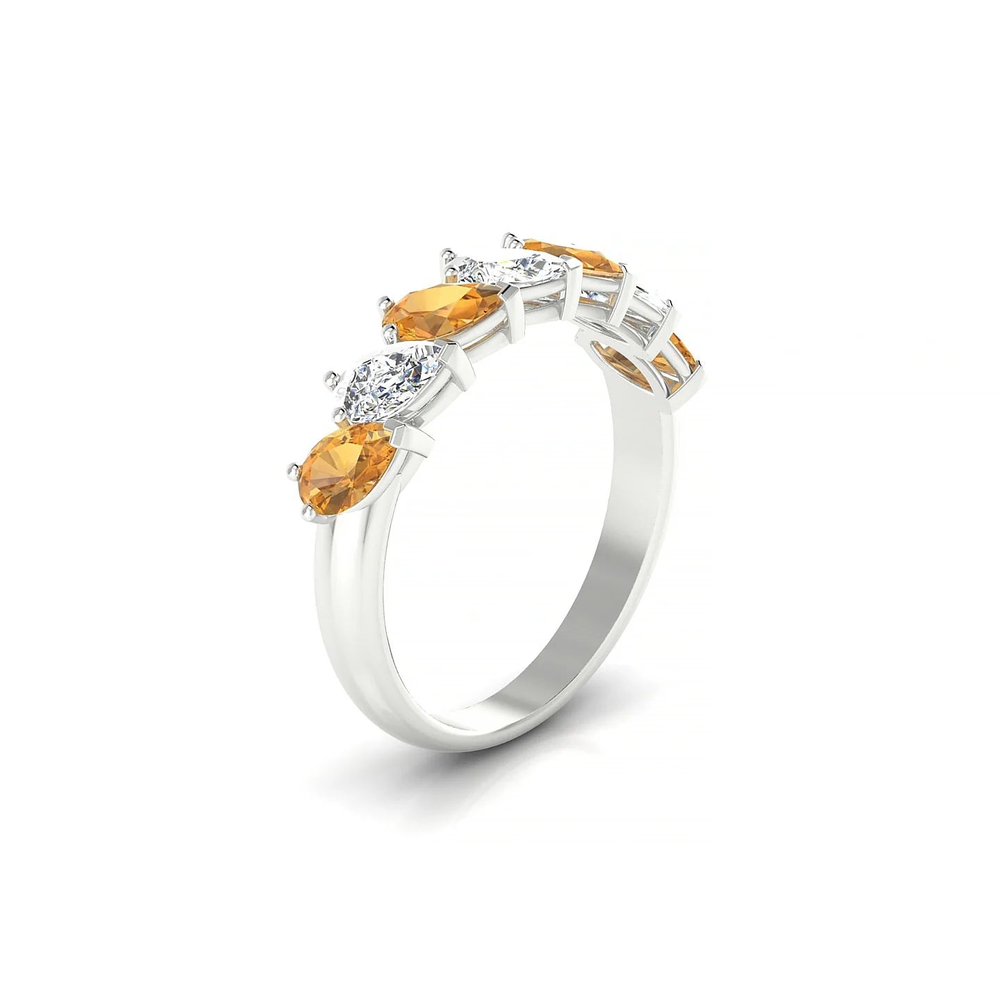 Rain | 18k White Gold 5 x 3 mm Pear Citrine & Diamond Ring
