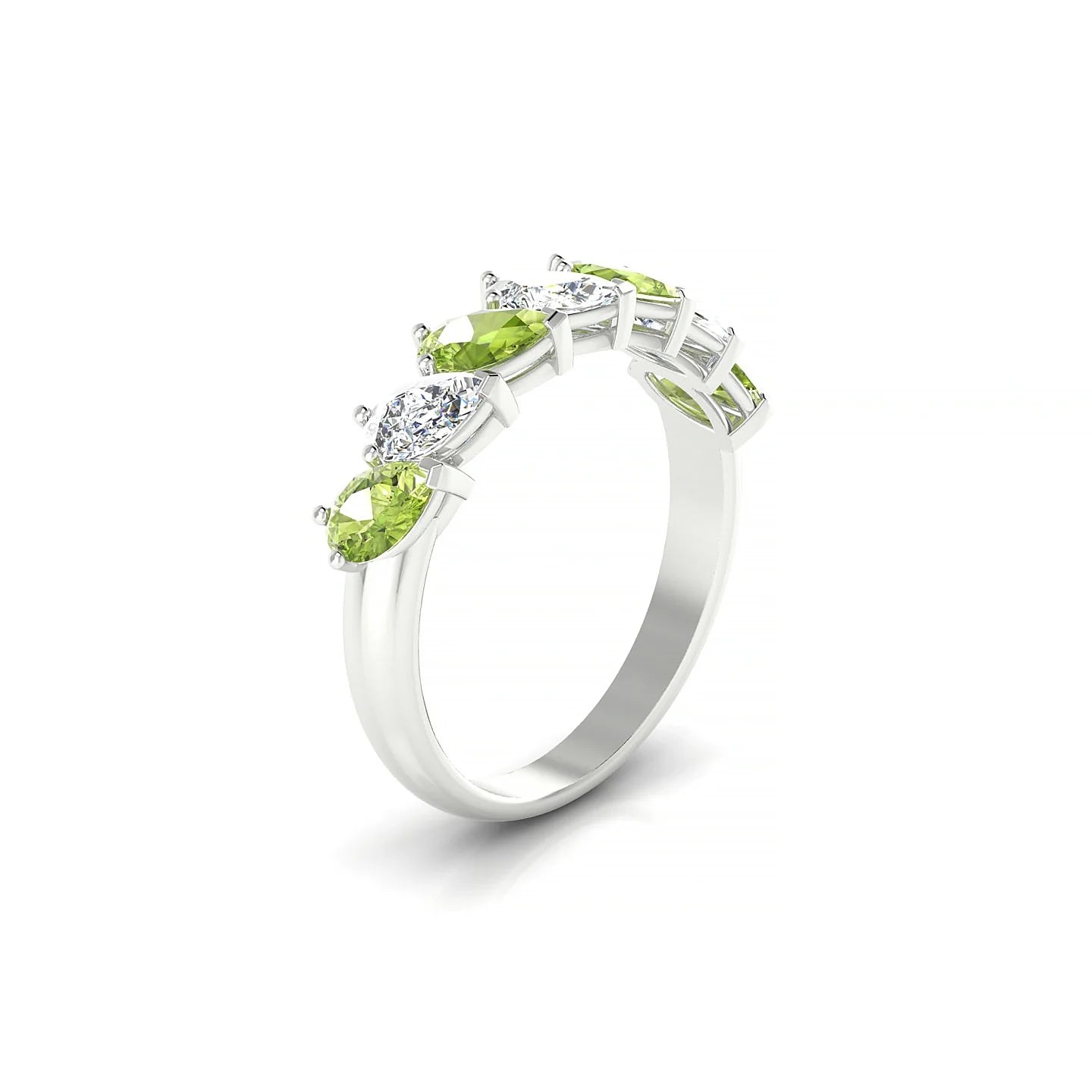 Rain | 18k White Gold 5 x 3 mm Pear Peridot & Diamond Ring