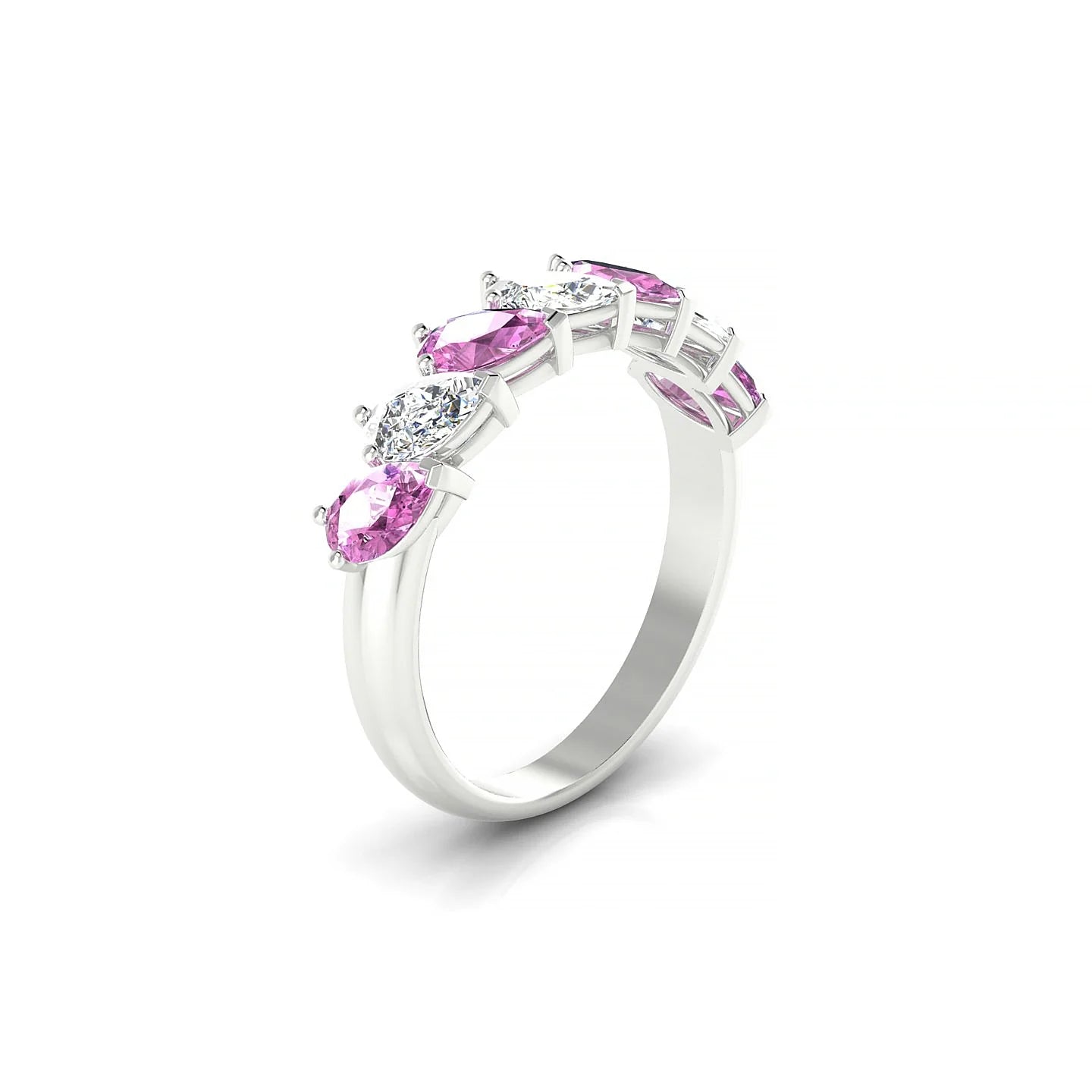 Rain | 18k White Gold 5 x 3 mm Pear Pink Sapphire & Diamond Ring