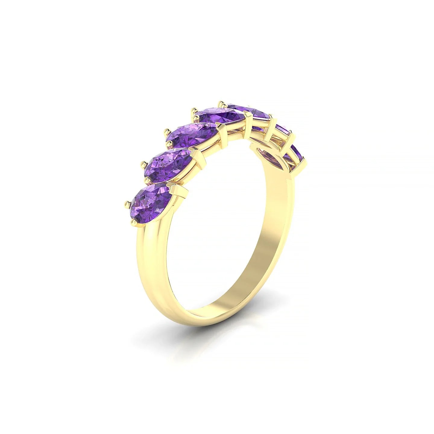 Rain | 18k Yellow Gold 5 x 3 mm Pear Amethyst Ring
