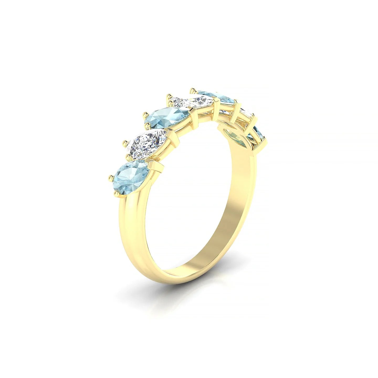 Rain | 18k Yellow Gold 5 x 3 mm Pear Aquamarine & Diamond Ring