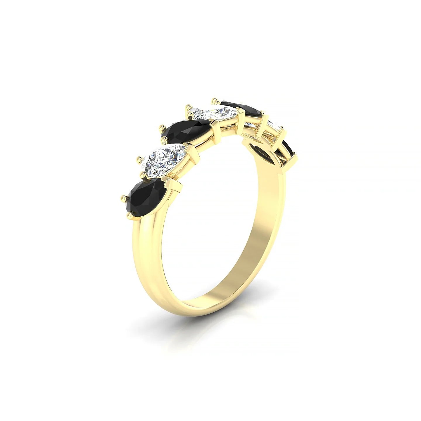 Rain | 18k Yellow Gold 5 x 3 mm Pear Black Diamond & Diamond Ring