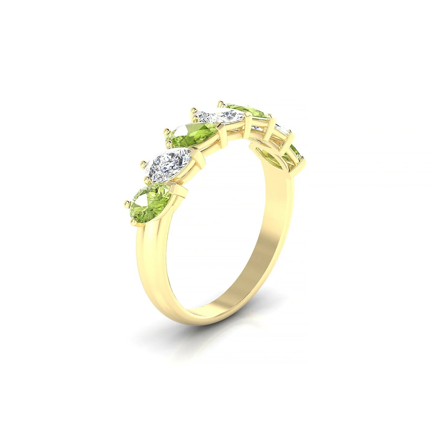 Rain | 18k Yellow Gold 5 x 3 mm Pear Peridot & Diamond Ring