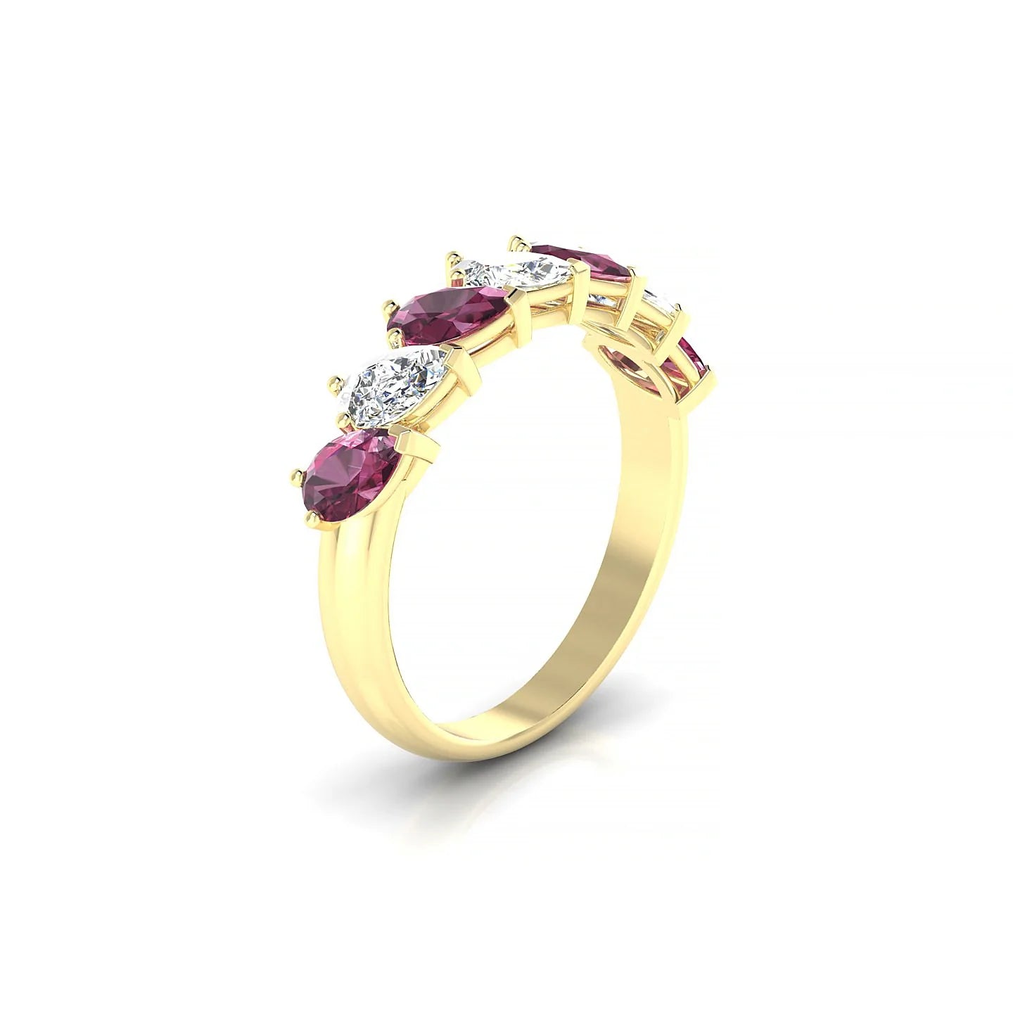 Rain | 18k Yellow Gold 5 x 3 mm Pear Rhodolite & Diamond Ring