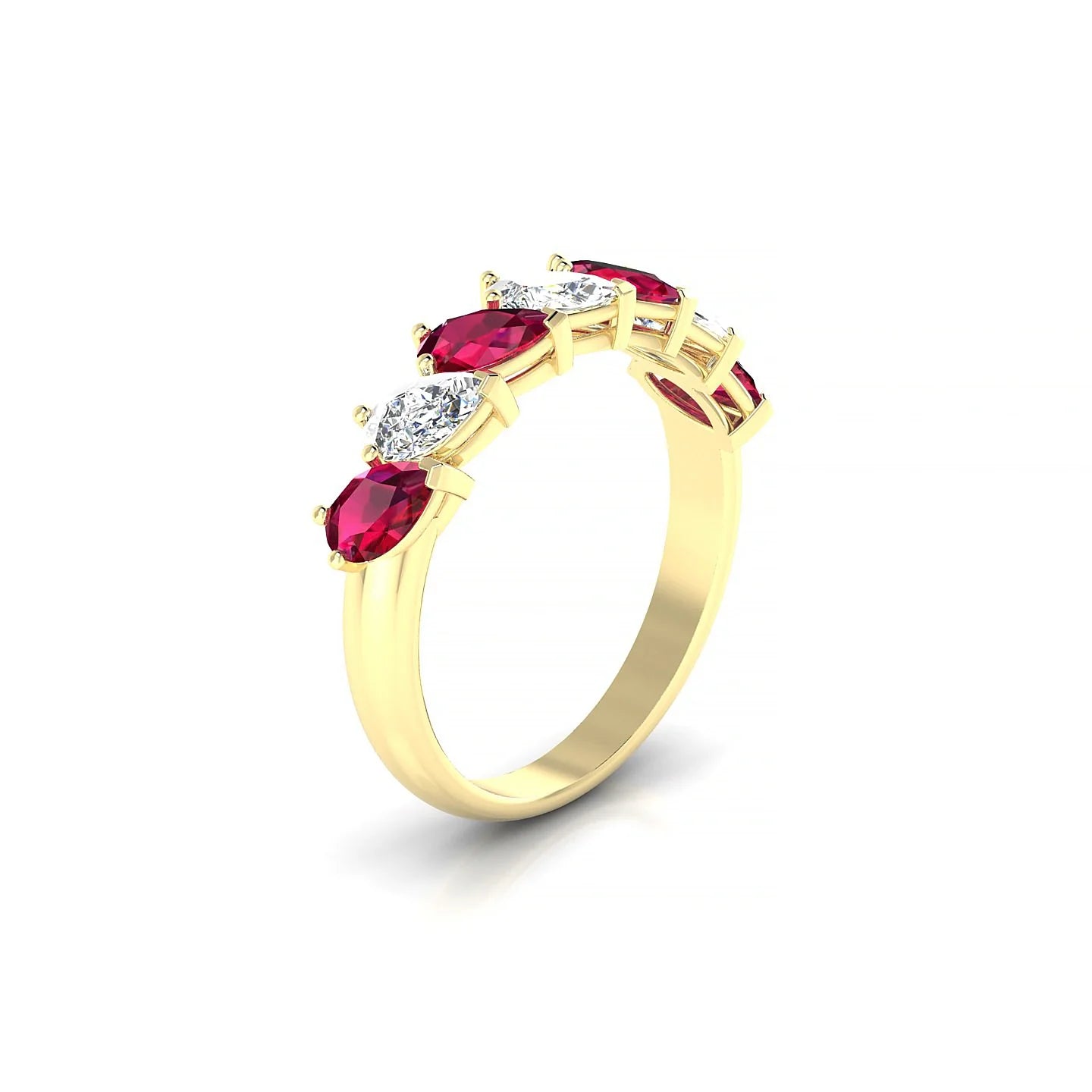 Rain | 18k Yellow Gold 5 x 3 mm Pear Ruby & Diamond Ring