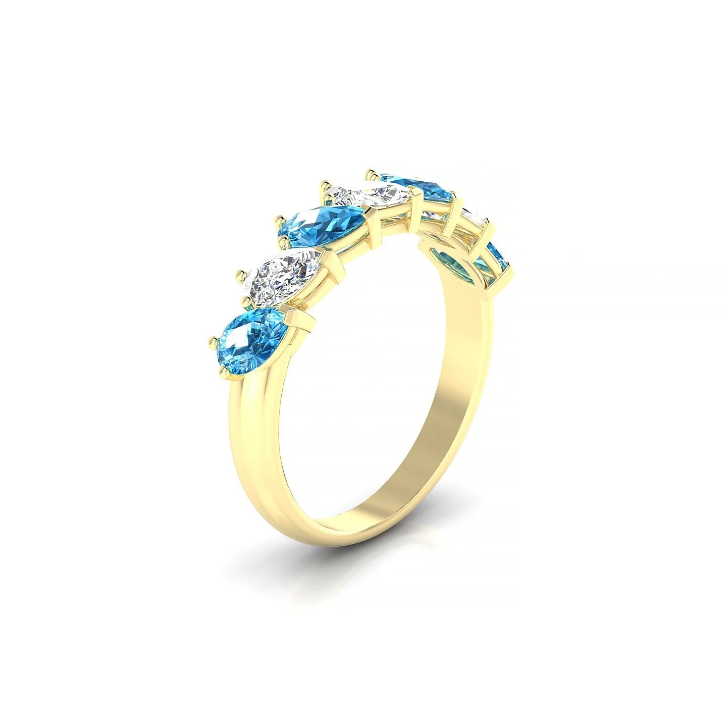 Rain | 18k Yellow Gold 5 x 3 mm Pear Topaz & Diamond Ring