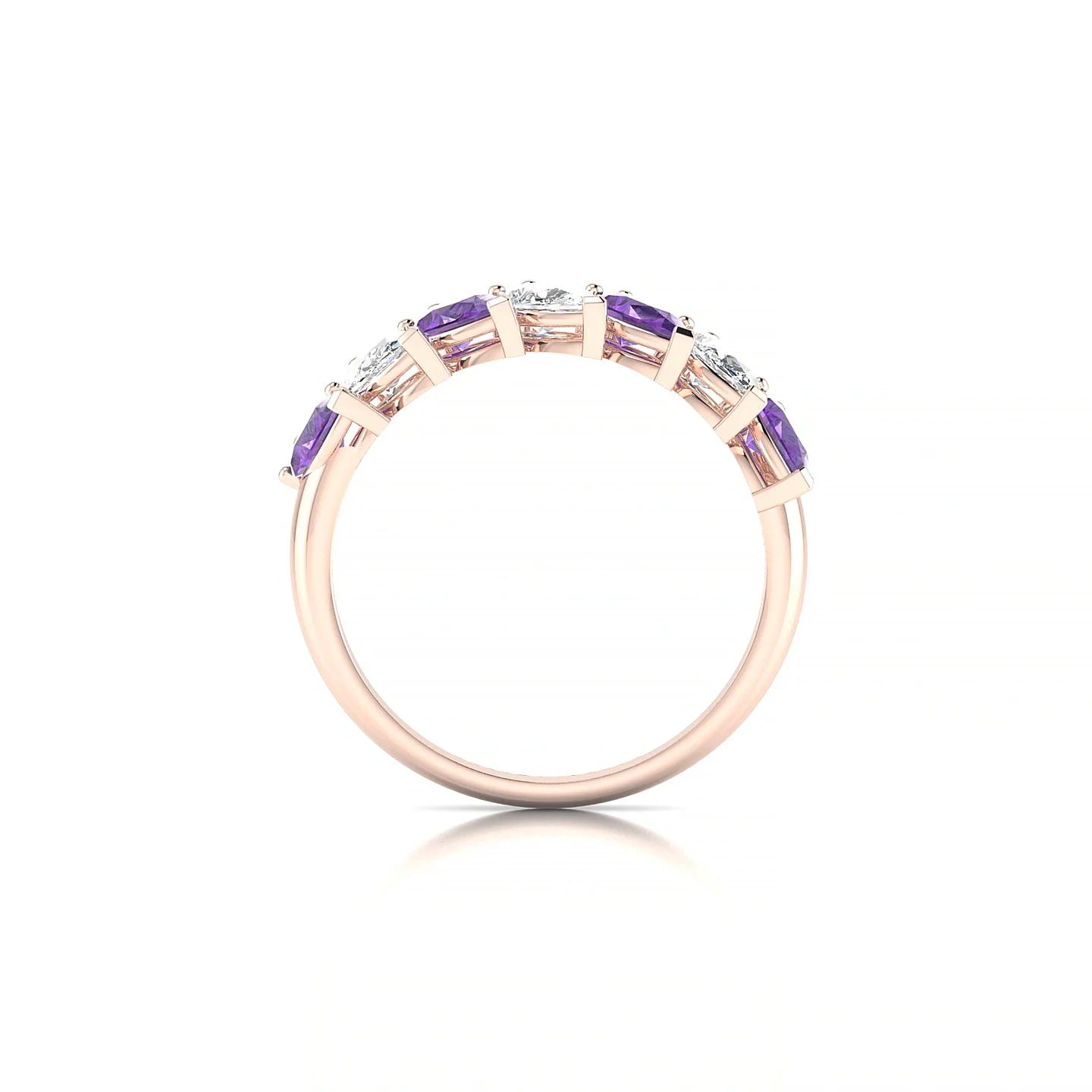 Rain | 18k Rose Gold 5 x 3 mm Pear Amethyst & Diamond Ring