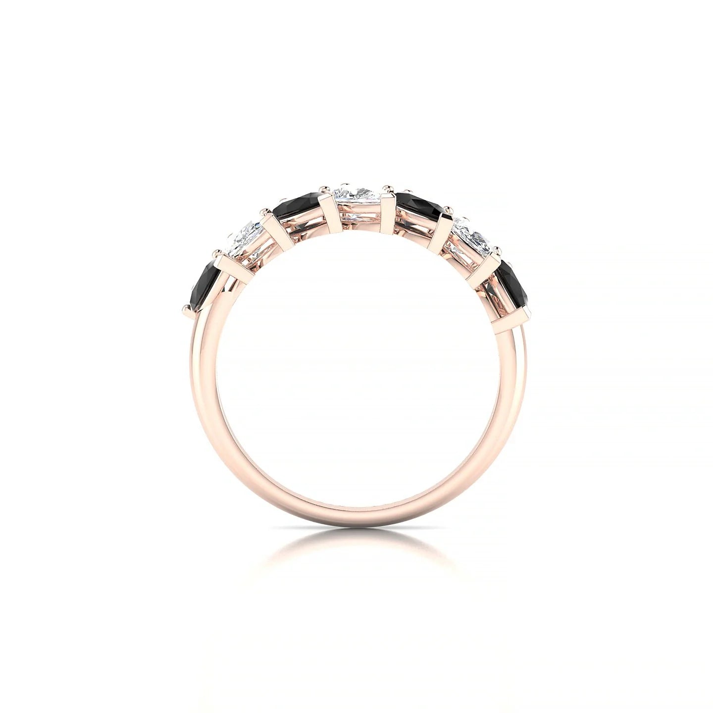 Rain | 18k Rose Gold 5 x 3 mm Pear Black Diamond & Diamond Ring
