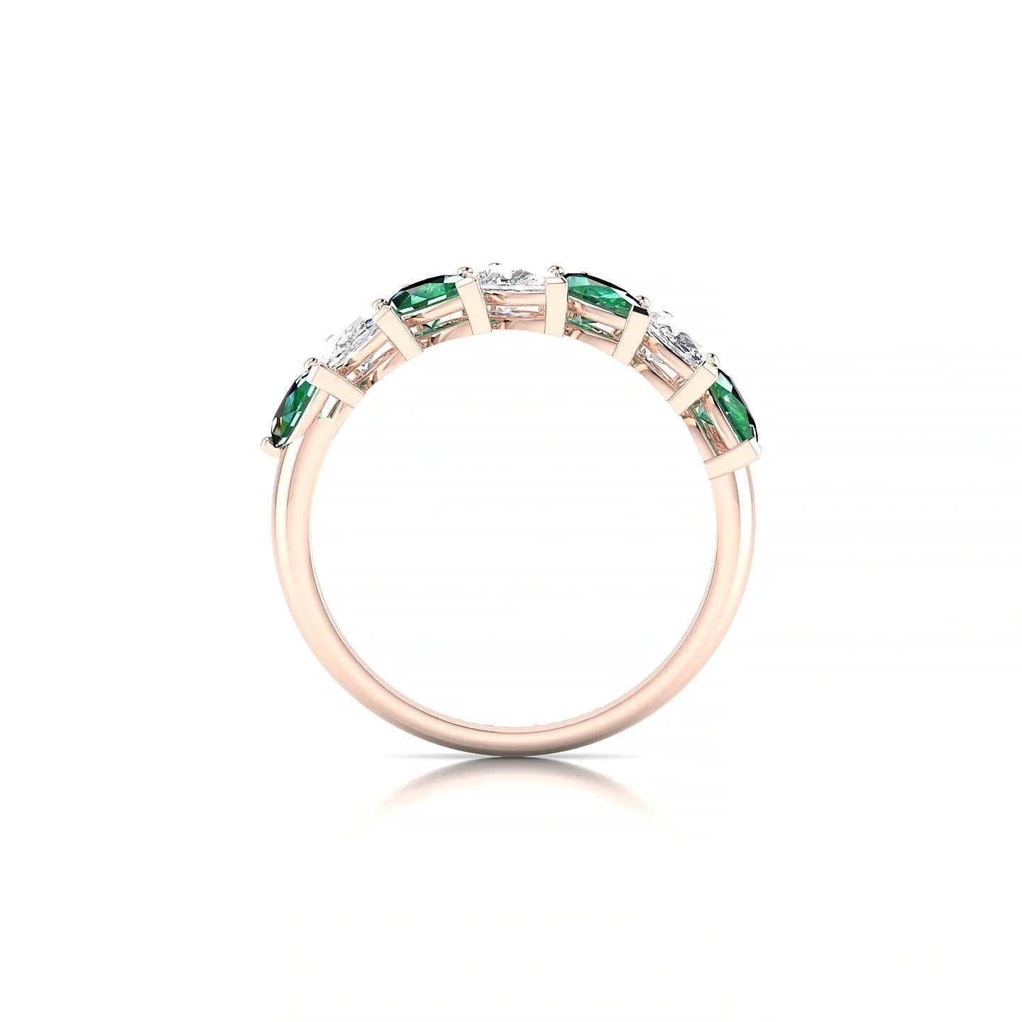 Rain | 18k Rose Gold 5 x 3 mm Pear Emerald & Diamond Ring