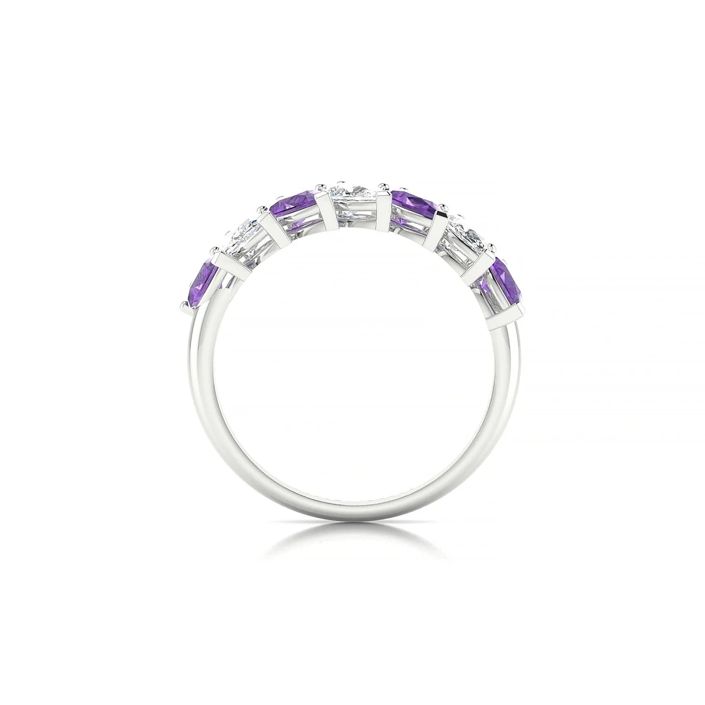 Rain | 18k White Gold 5 x 3 mm Pear Amethyst & Diamond Ring