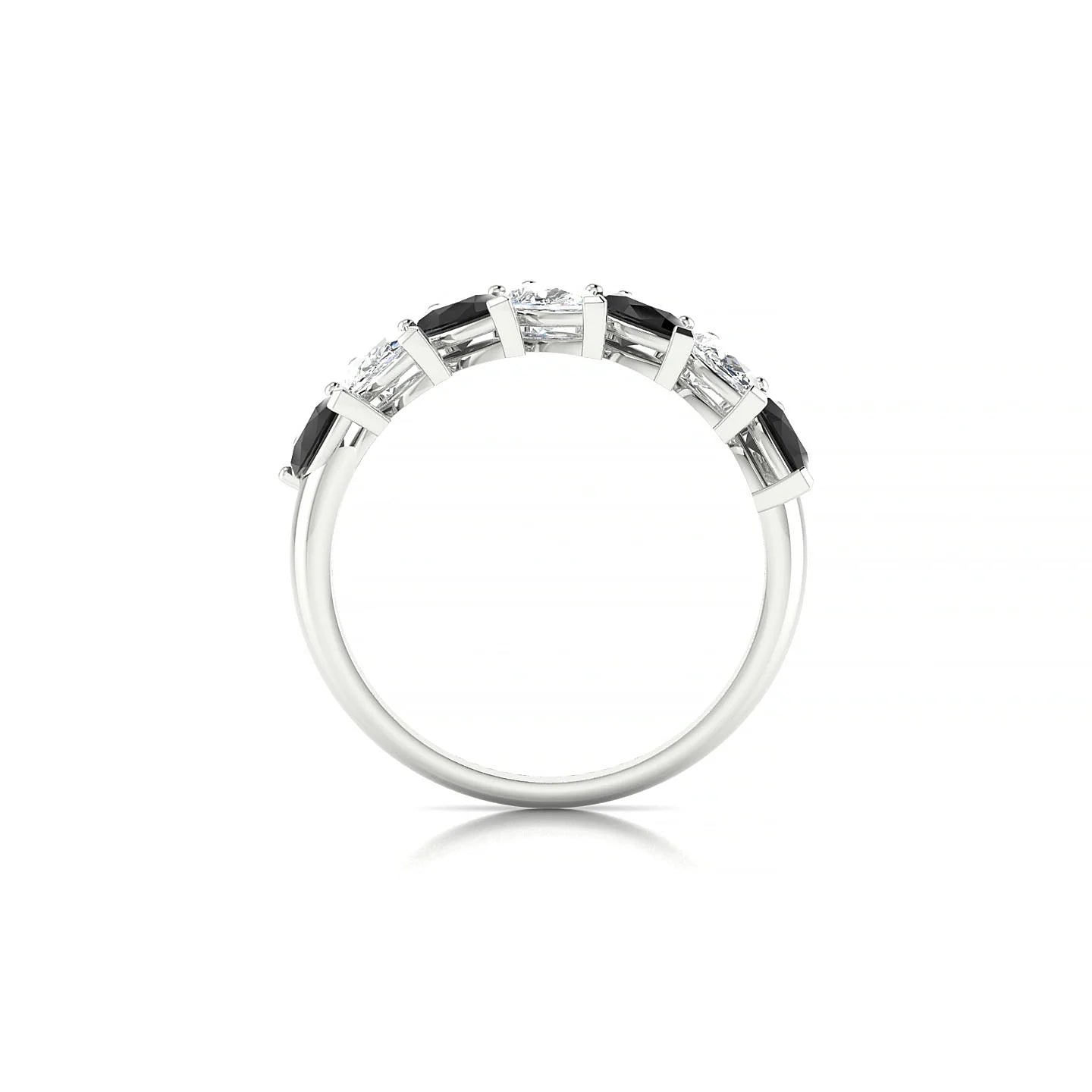 Rain | 18k White Gold 5 x 3 mm Pear Black Diamond & Diamond Ring