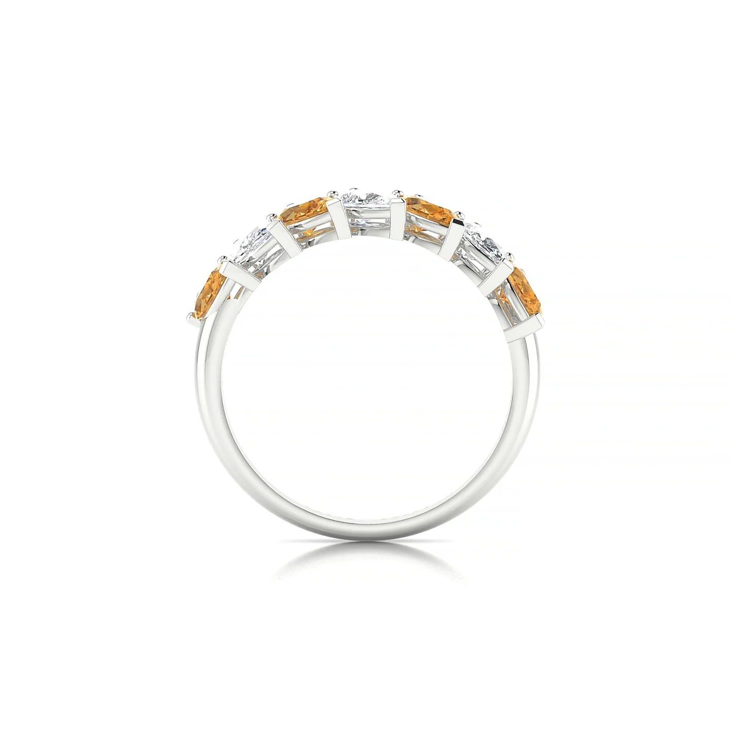 Rain | 18k White Gold 5 x 3 mm Pear Citrine & Diamond Ring