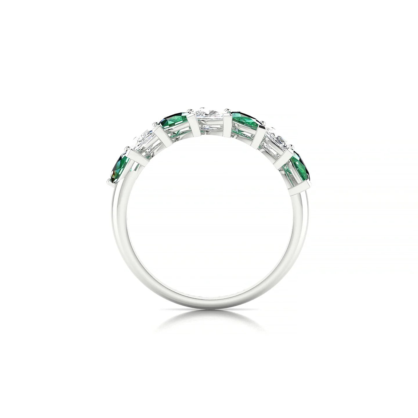 Rain | 18k White Gold 5 x 3 mm Pear Emerald & Diamond Ring