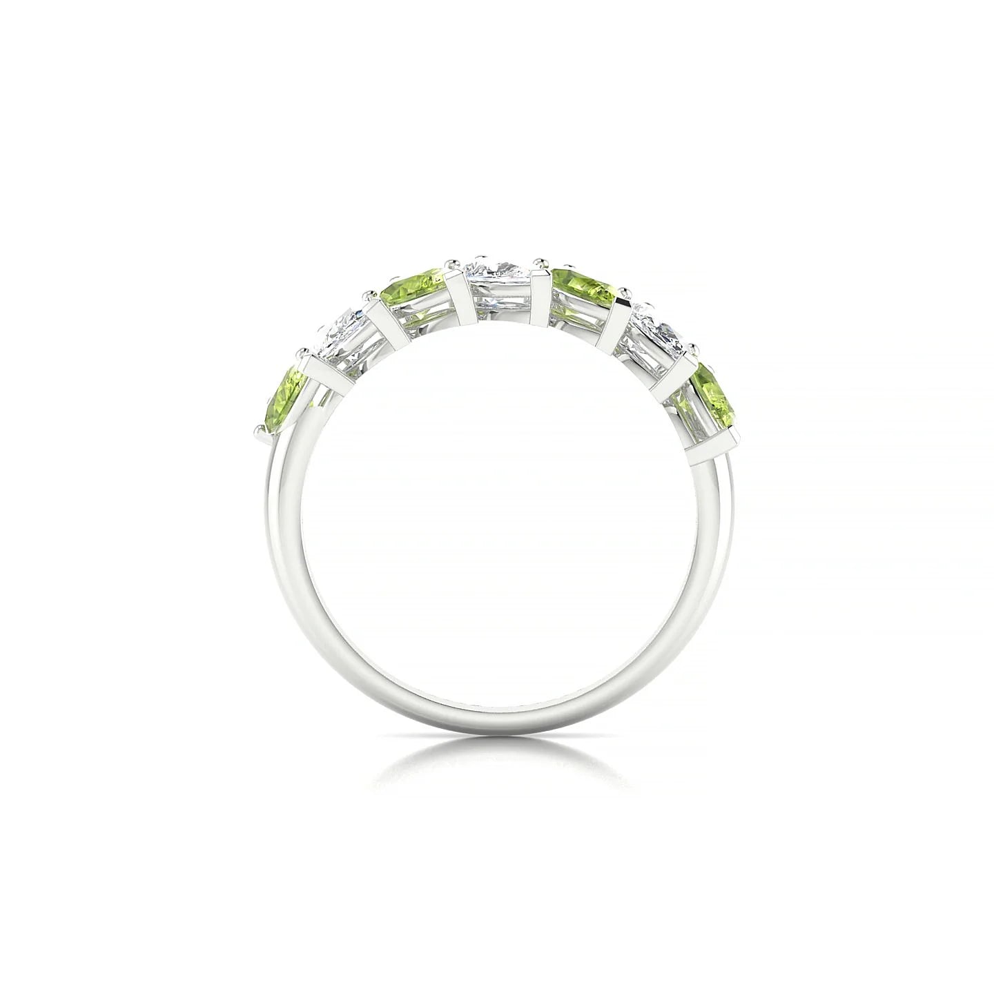 Rain | 18k White Gold 5 x 3 mm Pear Peridot & Diamond Ring