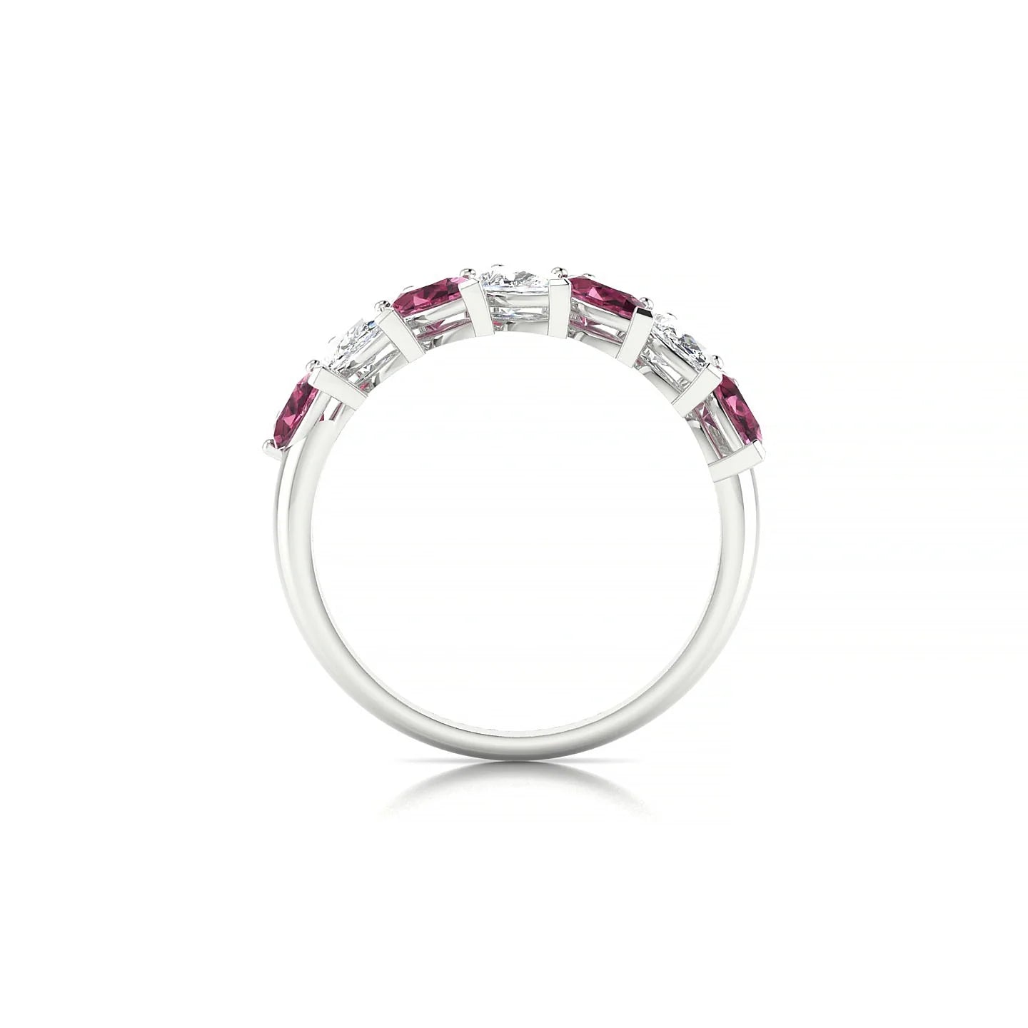 Rain | 18k White Gold 5 x 3 mm Pear Rhodolite & Diamond Ring