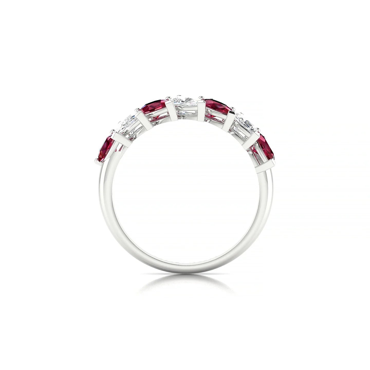 Rain | 18k White Gold 5 x 3 mm Pear Ruby & Diamond Ring