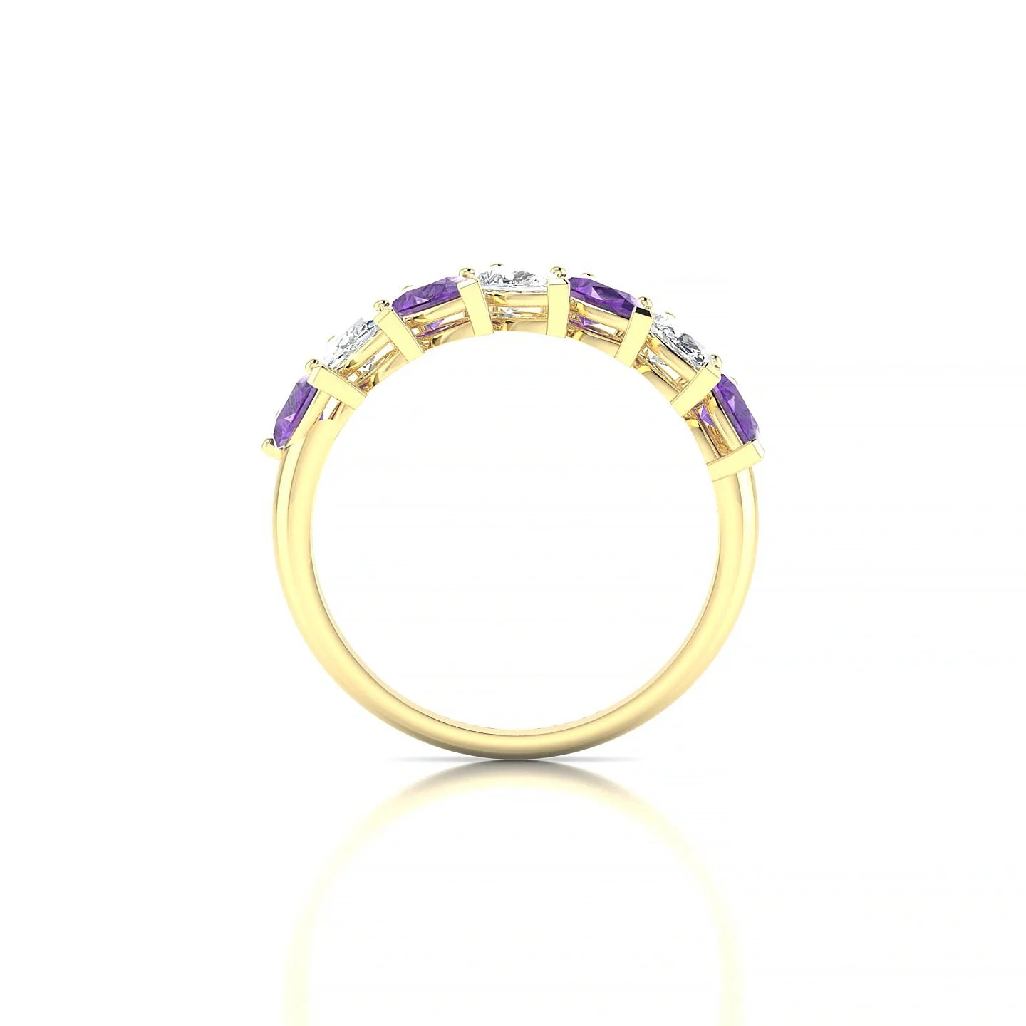 Rain | 18k Yellow Gold 5 x 3 mm Pear Amethyst & Diamond Ring