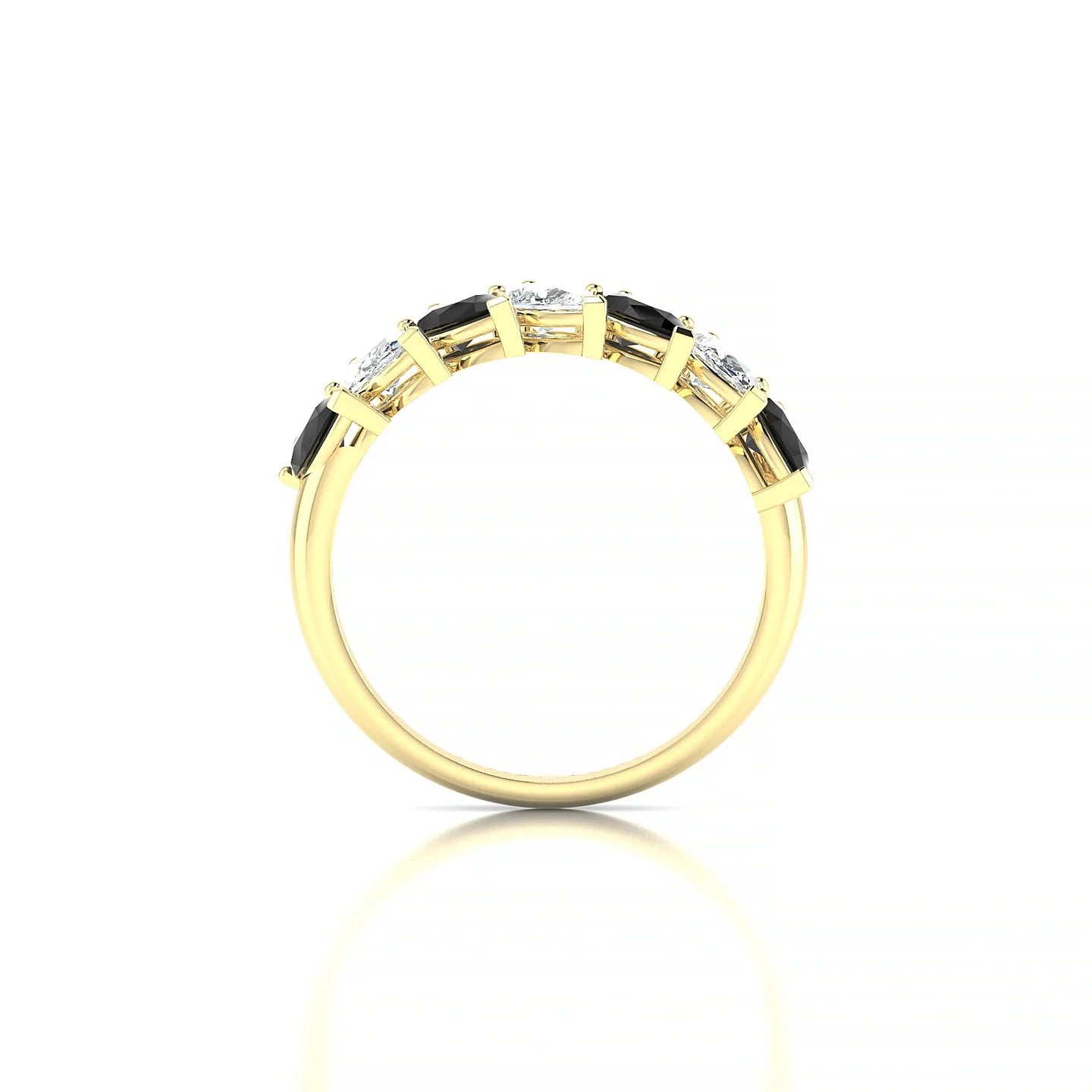 Rain | 18k Yellow Gold 5 x 3 mm Pear Black Diamond & Diamond Ring