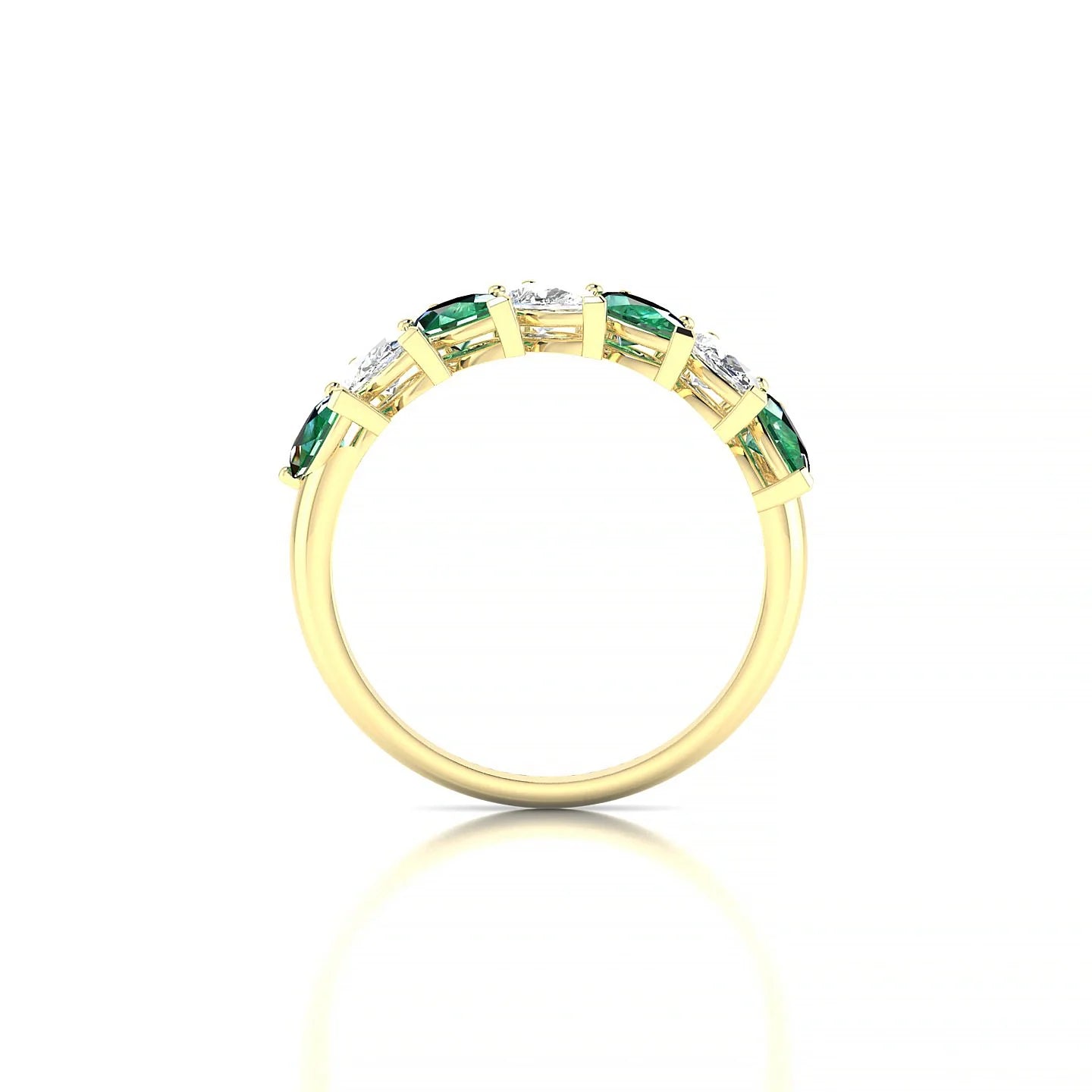 Rain | 18k Yellow Gold 5 x 3 mm Pear Emerald & Diamond Ring