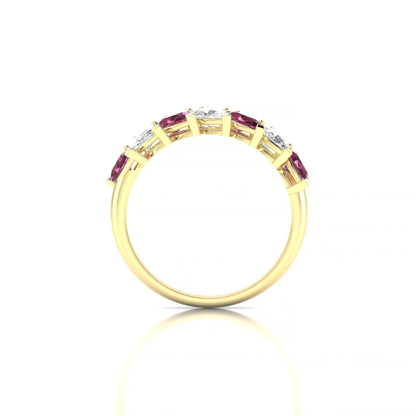 Rain | 18k Yellow Gold 5 x 3 mm Pear Rhodolite & Diamond Ring
