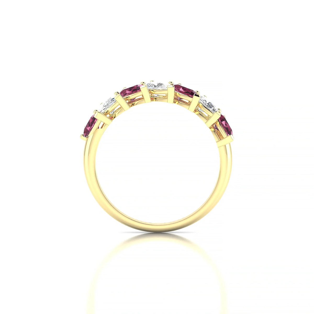 Rain | 18k Yellow Gold 5 x 3 mm Pear Rhodolite & Diamond Ring