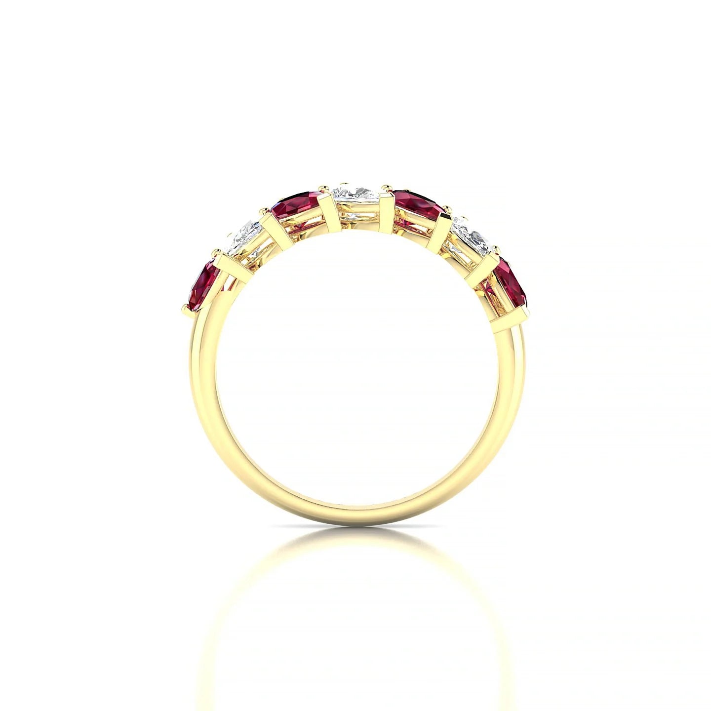 Rain | 18k Yellow Gold 5 x 3 mm Pear Ruby & Diamond Ring