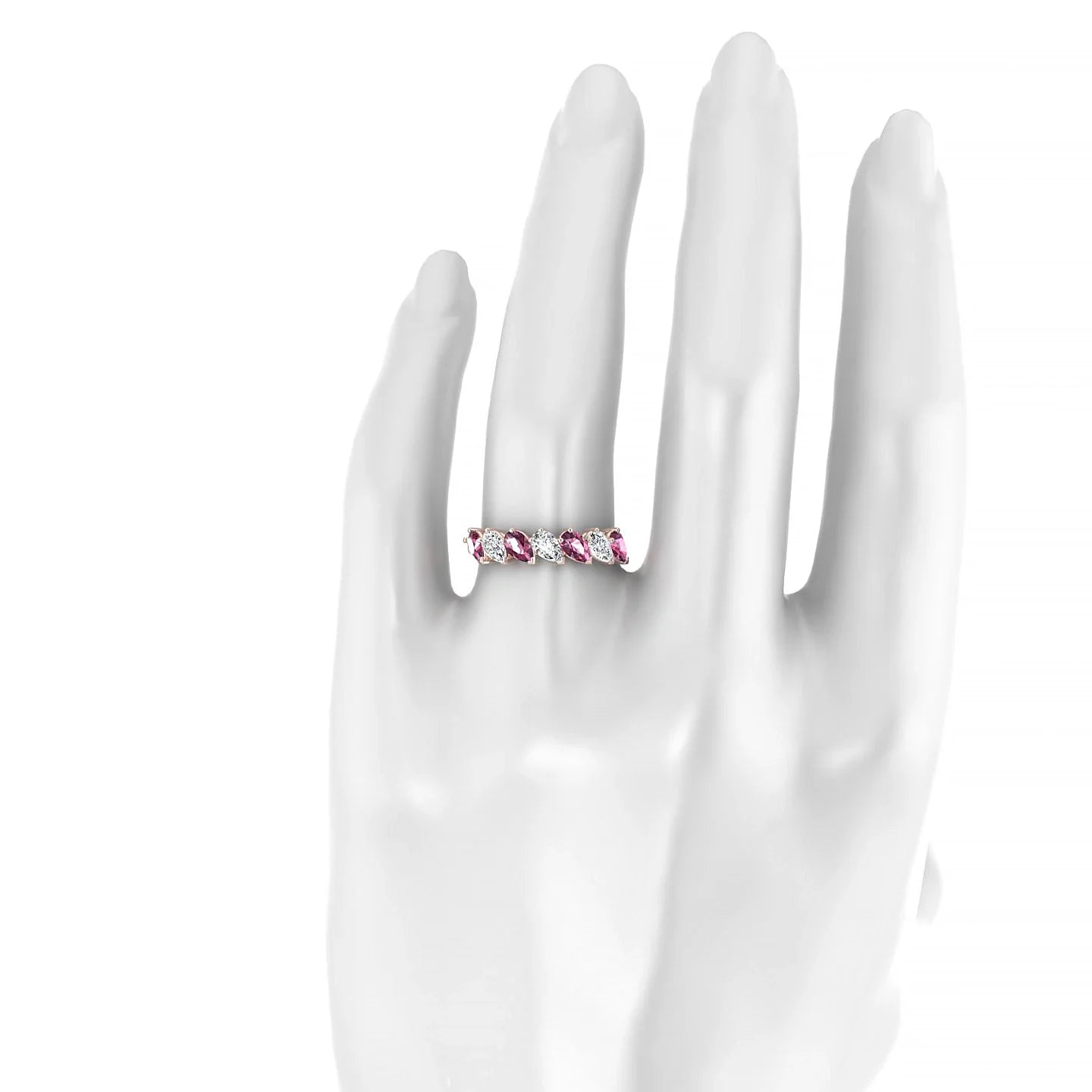 Rain | 18k Rose Gold 5 x 3 mm Pear Rhodolite & Diamond Ring