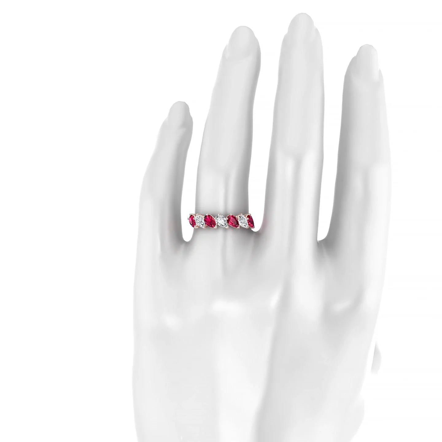 Rain | 18k Rose Gold 5 x 3 mm Pear Ruby & Diamond Ring