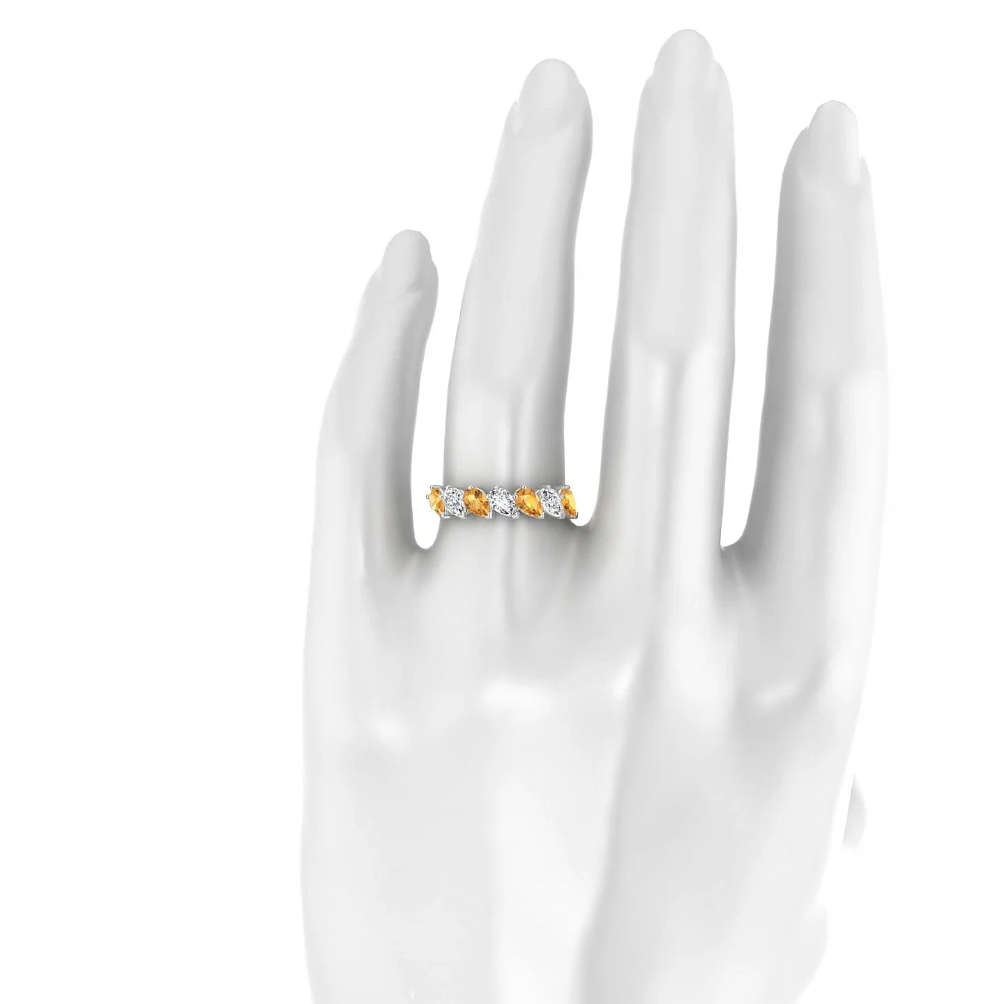 Rain | 18k White Gold 5 x 3 mm Pear Citrine & Diamond Ring