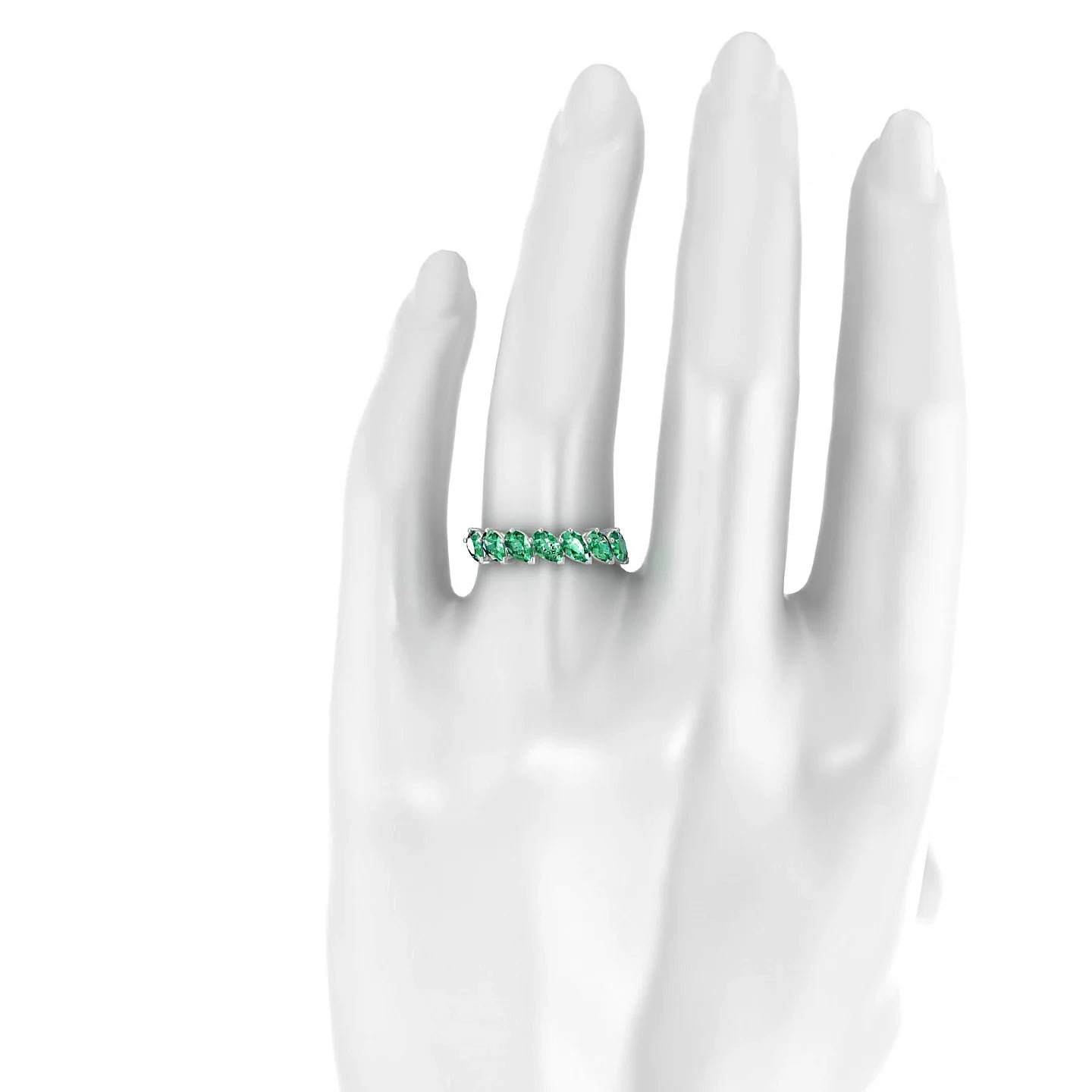 Rain | 18k White Gold 5 x 3 mm Pear Emerald Ring