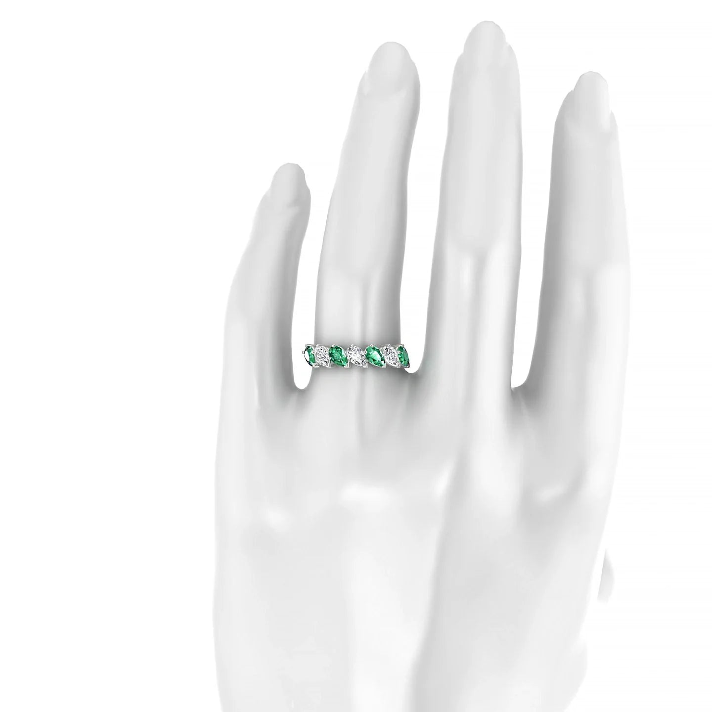 Rain | 18k White Gold 5 x 3 mm Pear Emerald & Diamond Ring